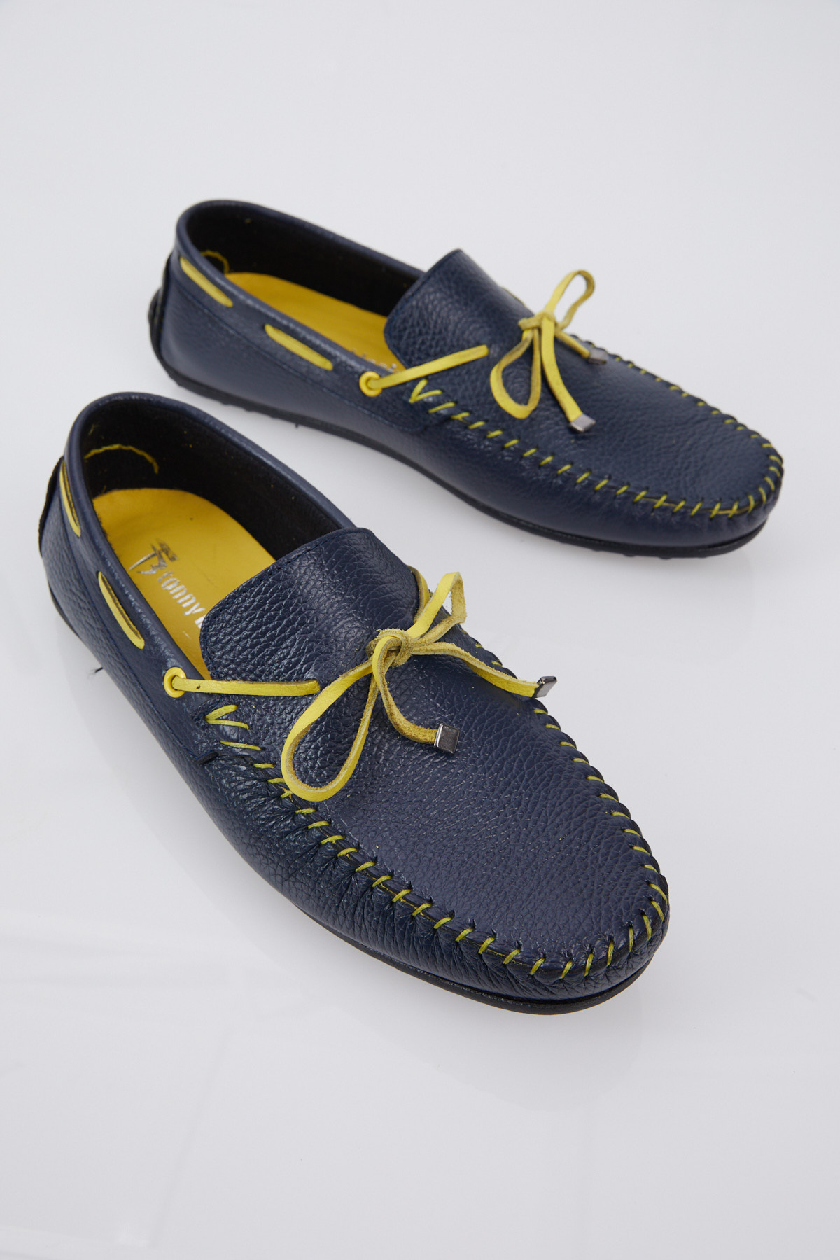 Erkek Lacivert İp Detaylı Rahat Kalıp Hakiki Deri Loafer - Görsel 6