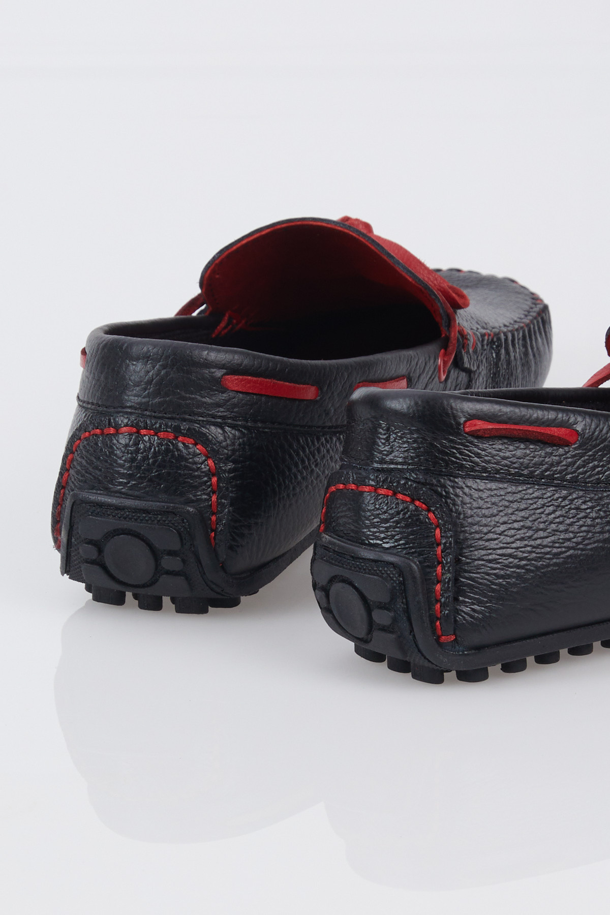 Erkek Siyah İp Detaylı Rahat Kalıp Hakiki Deri Loafer - Görsel 7