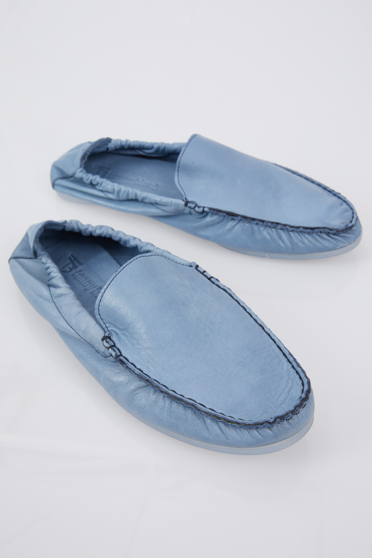 Erkek Mavi Arkası Lastikli Rahat Kalıp Hakiki Deri Loafer - Görsel 3