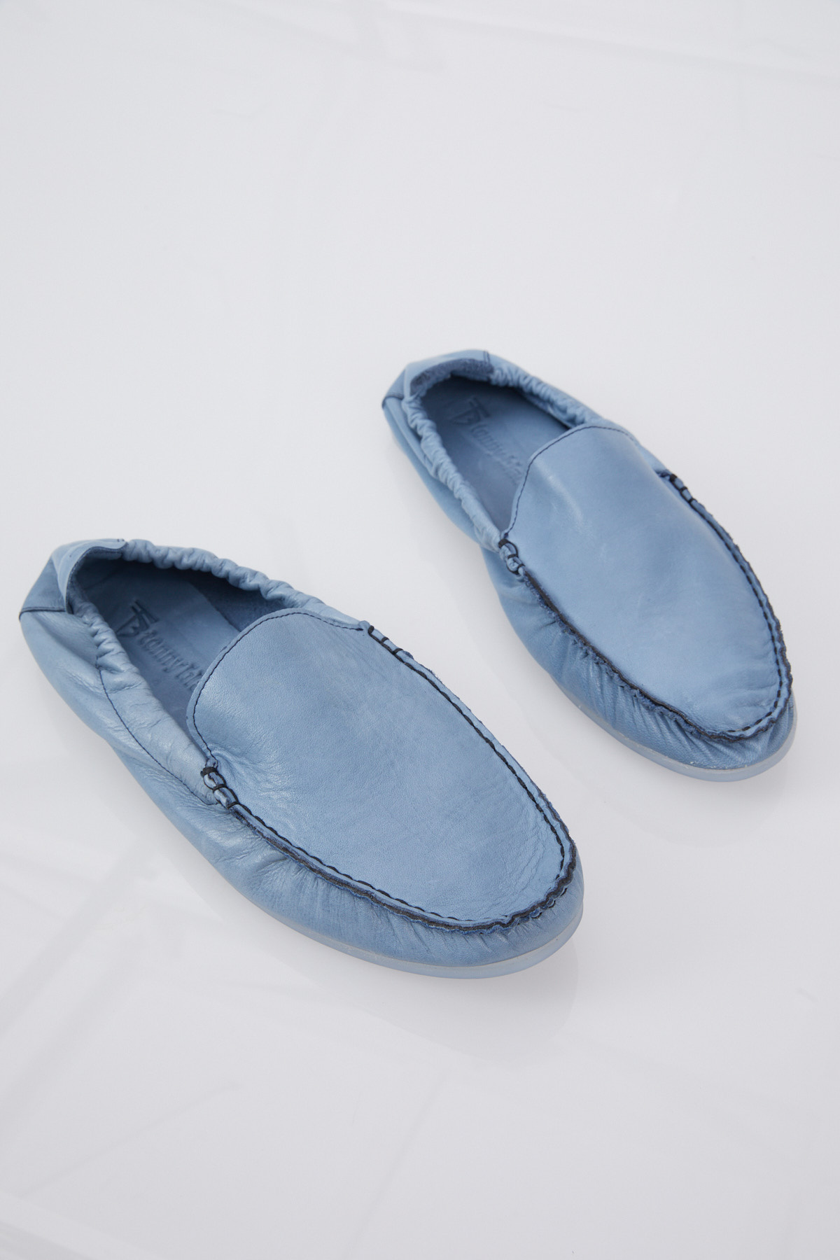 Erkek Mavi Arkası Lastikli Rahat Kalıp Hakiki Deri Loafer - Görsel 4