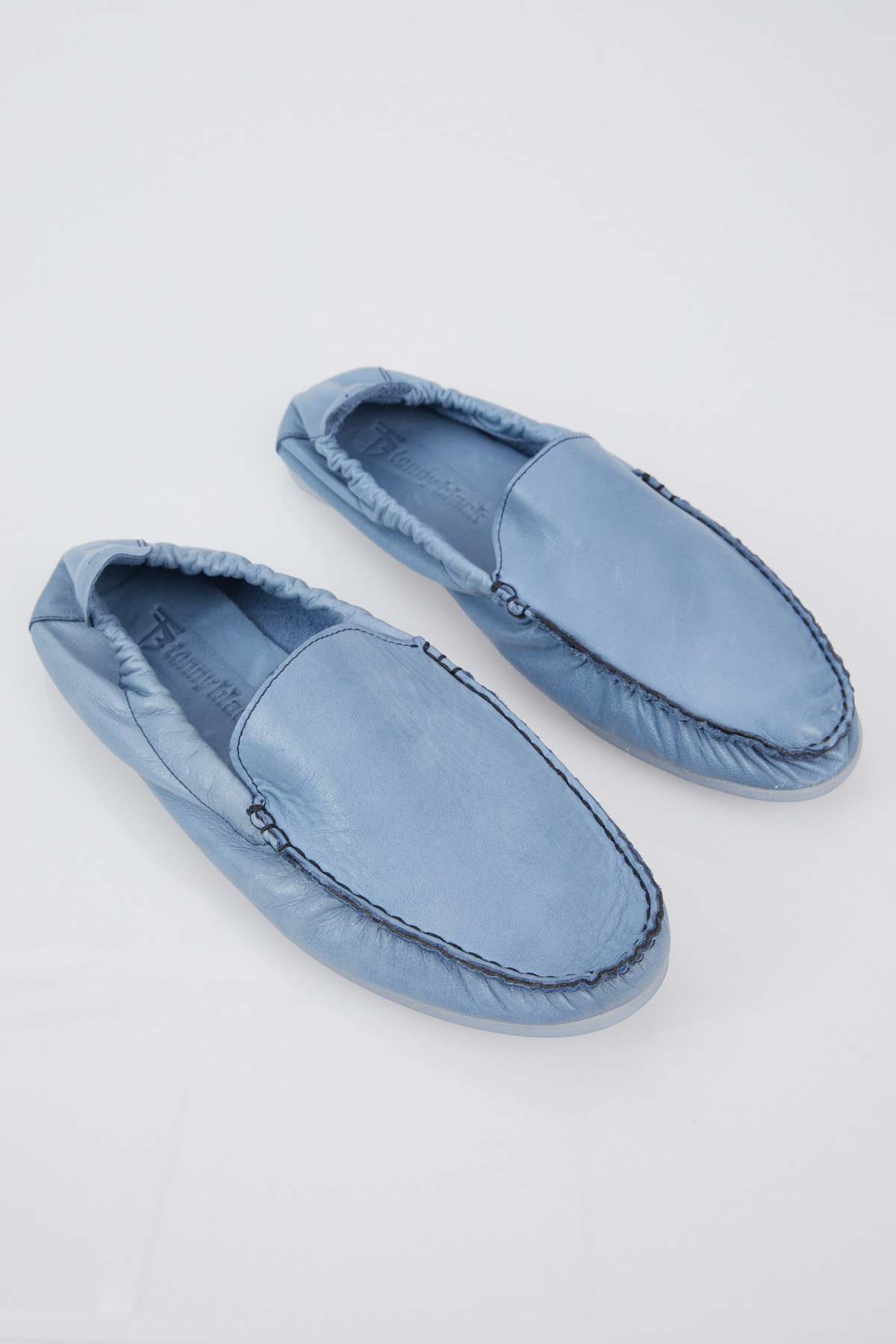 Erkek Mavi Arkası Lastikli Rahat Kalıp Hakiki Deri Loafer - Görsel 5