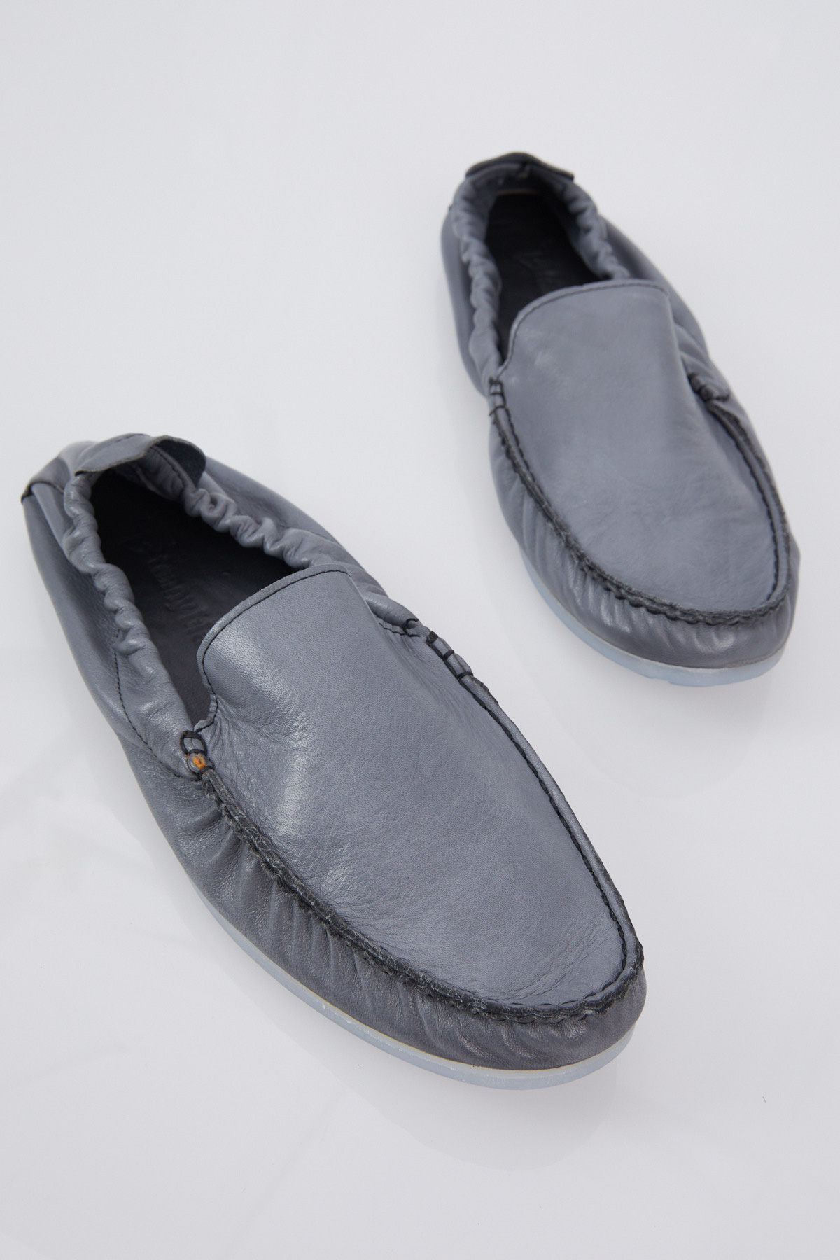 Erkek Gri Arkası Lastikli Rahat Kalıp Hakiki Deri Loafer - Görsel 4