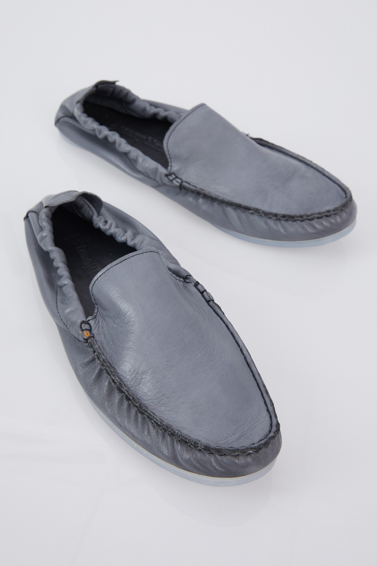 Erkek Gri Arkası Lastikli Rahat Kalıp Hakiki Deri Loafer - Görsel 5