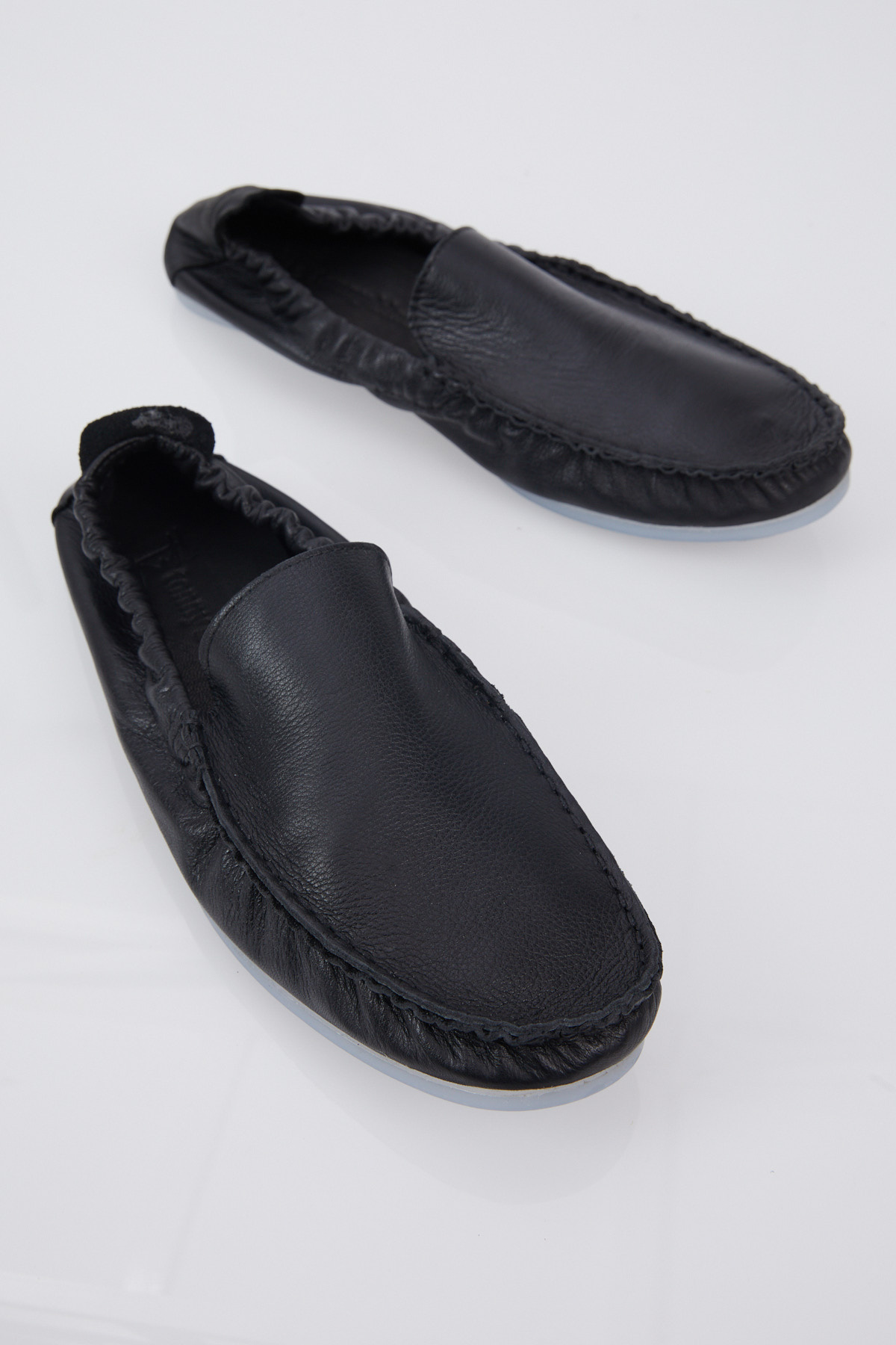 Erkek Siyah Arkası Lastikli Rahat Kalıp Hakiki Deri Loafer - Görsel 4