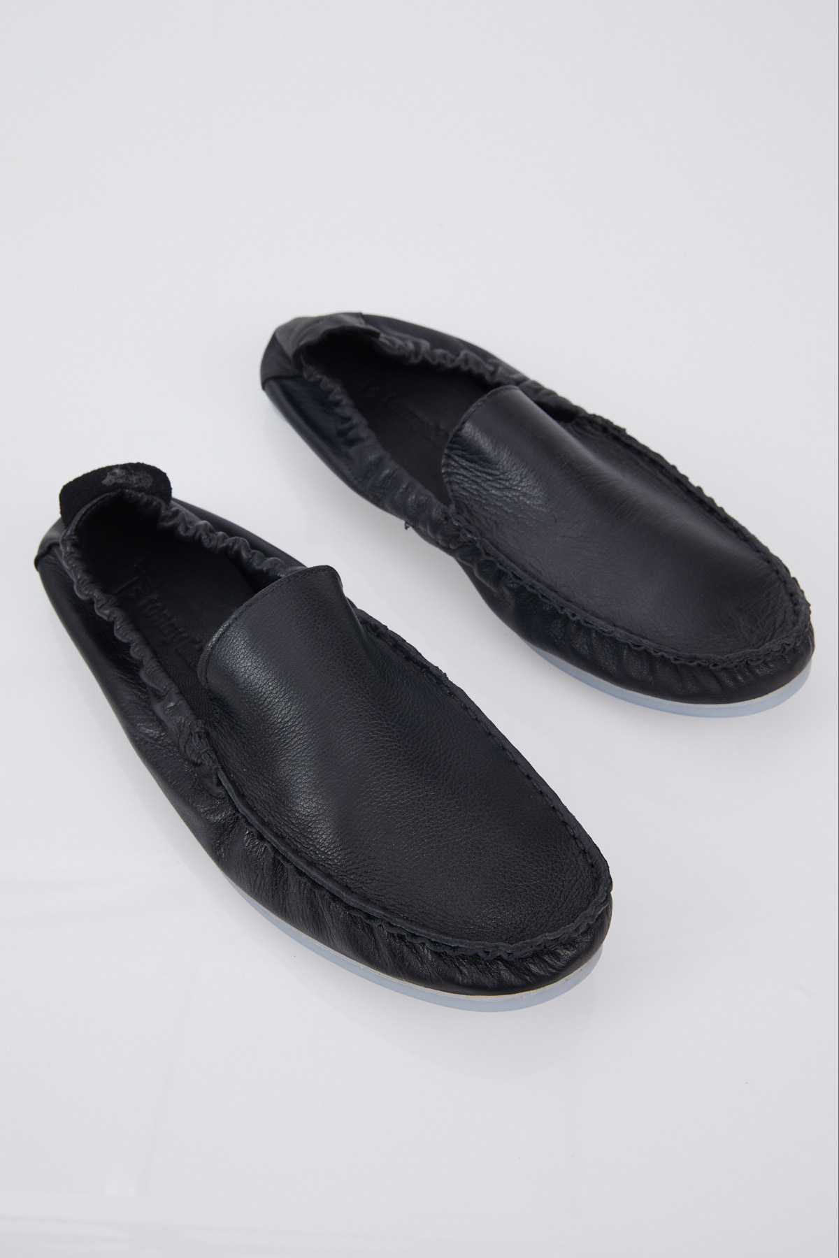 Erkek Siyah Arkası Lastikli Rahat Kalıp Hakiki Deri Loafer - Görsel 5