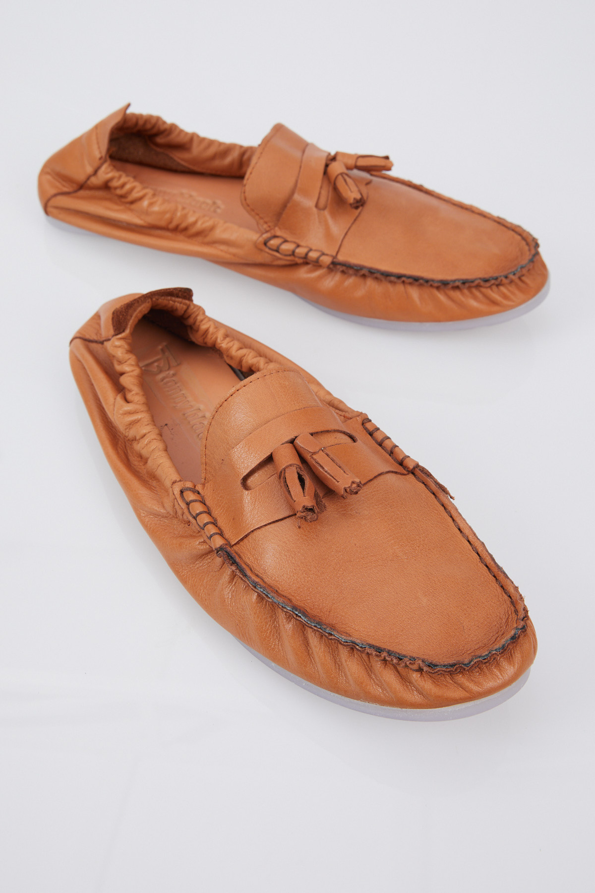 Erkek Taba Önü Püsküllü Arkası Lastikli Rahat Kalıp Hakiki Deri Loafer - Görsel 3