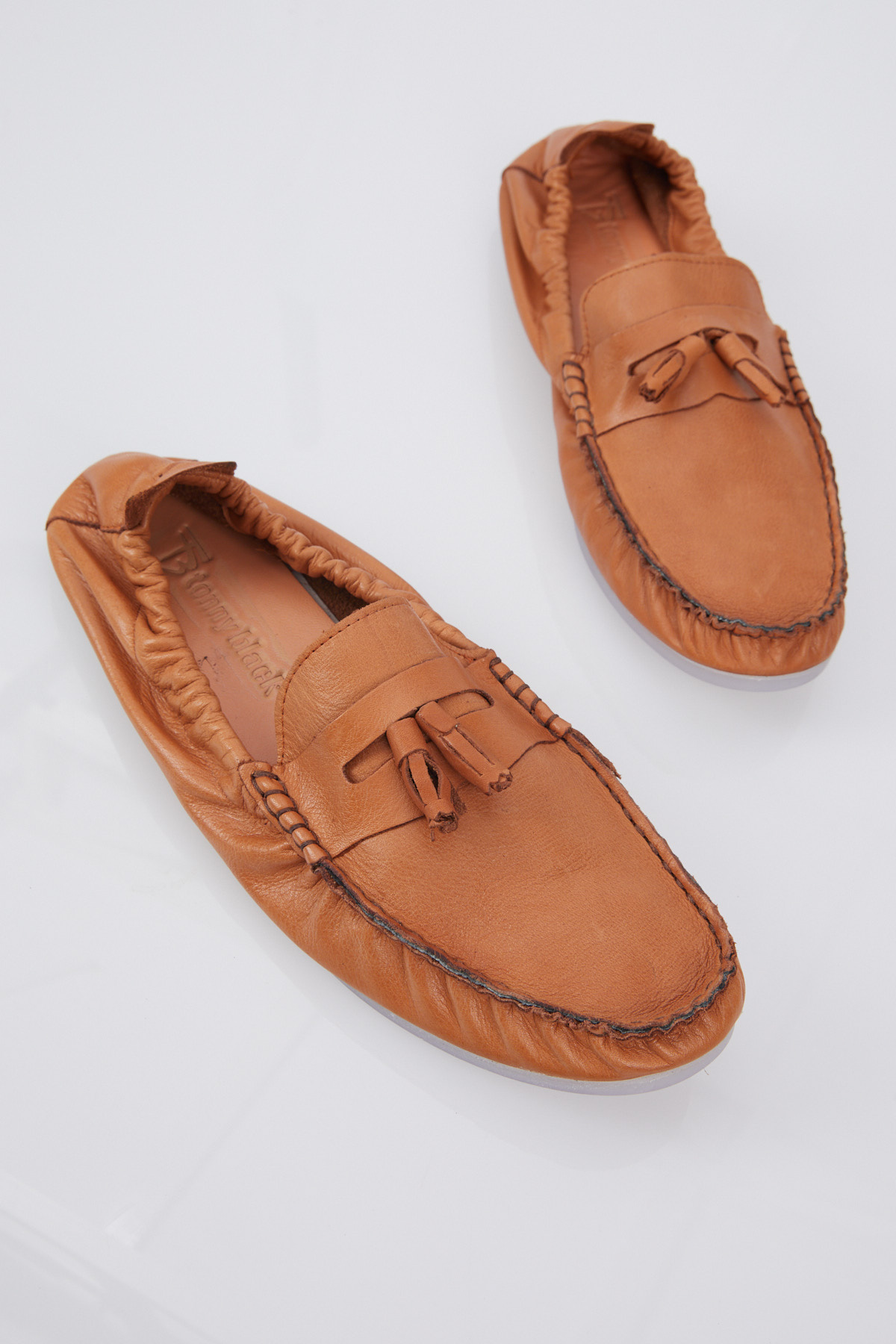 Erkek Taba Önü Püsküllü Arkası Lastikli Rahat Kalıp Hakiki Deri Loafer - Görsel 4