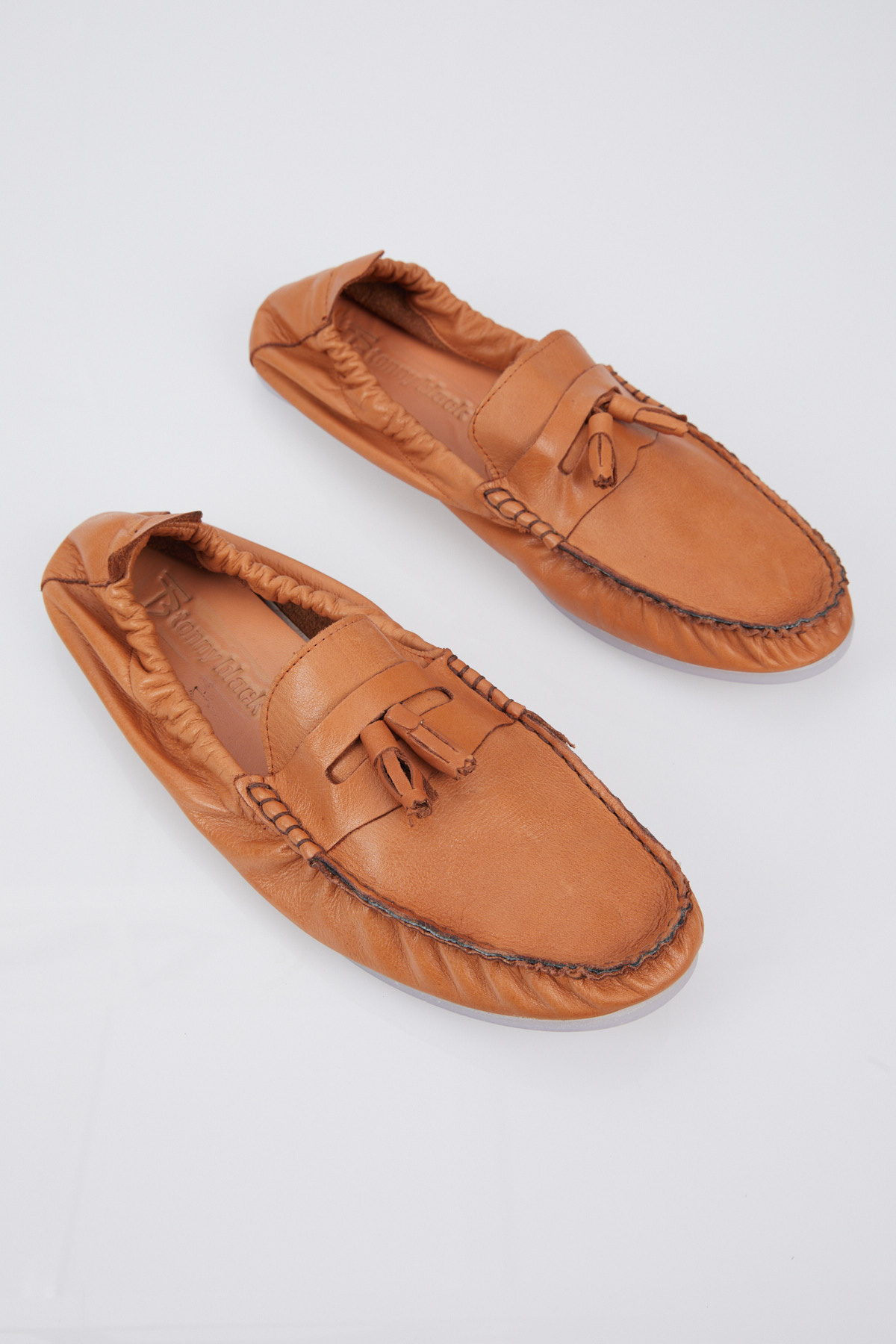 Erkek Taba Önü Püsküllü Arkası Lastikli Rahat Kalıp Hakiki Deri Loafer - Görsel 5