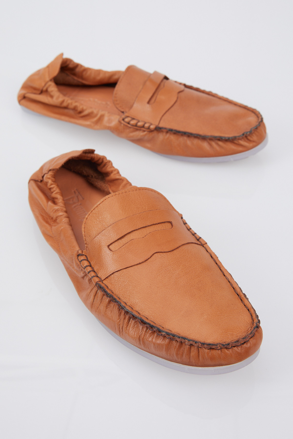 Erkek Taba Arkası Lastikli Rahat Kalıp Hakiki Deri Loafer - Görsel 4