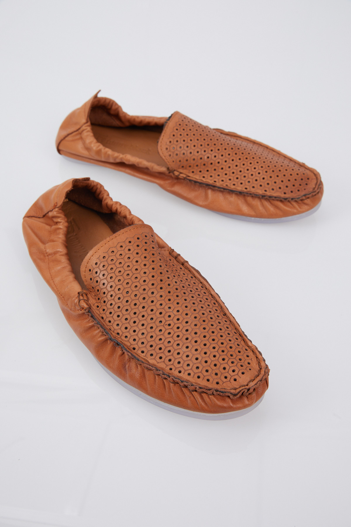 Erkek Taba Arkası Lastikli Hakiki Deri Loafer - Görsel 3