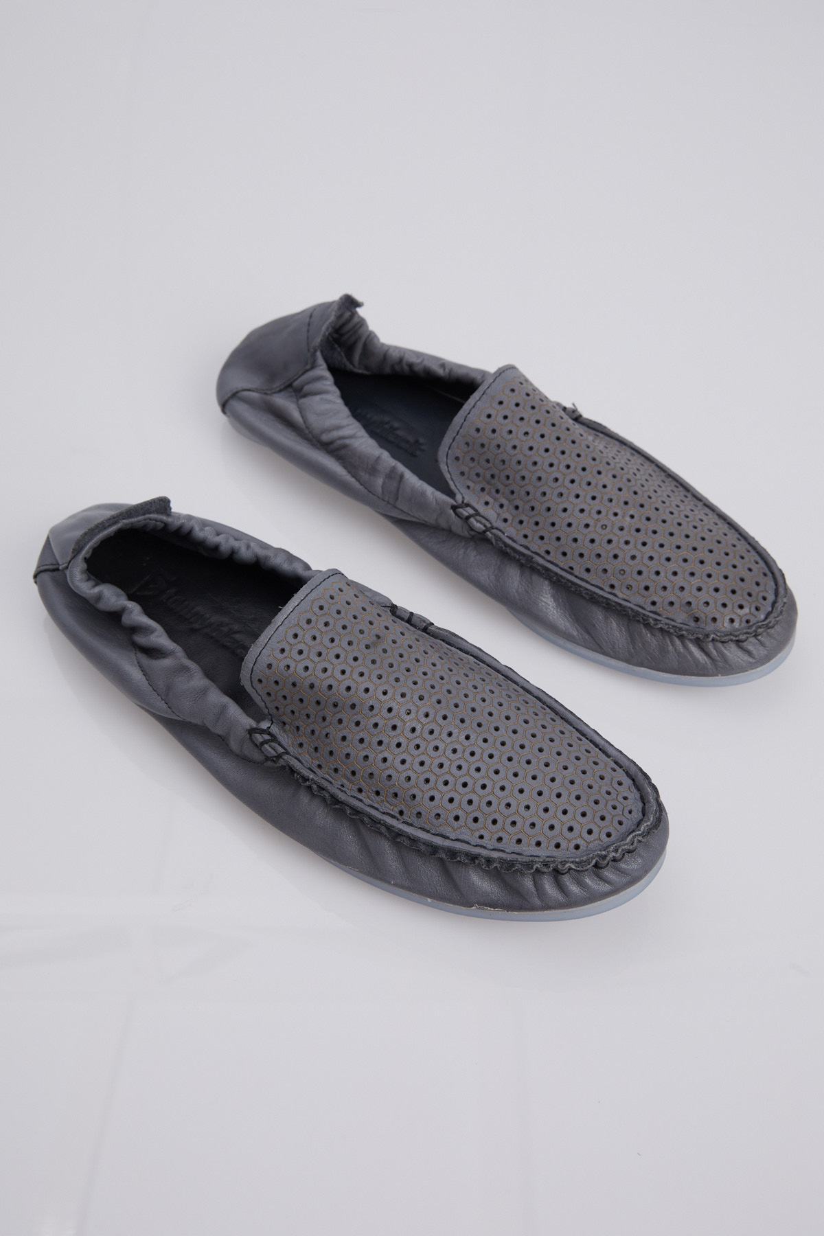 Erkek Gri Arkası Lastikli Hakiki Deri Loafer - Görsel 3