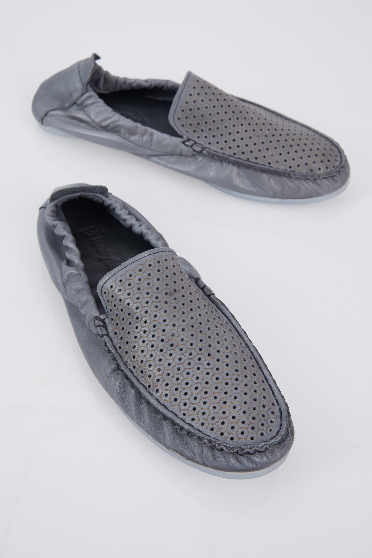 Erkek Gri Arkası Lastikli Hakiki Deri Loafer - Görsel 4