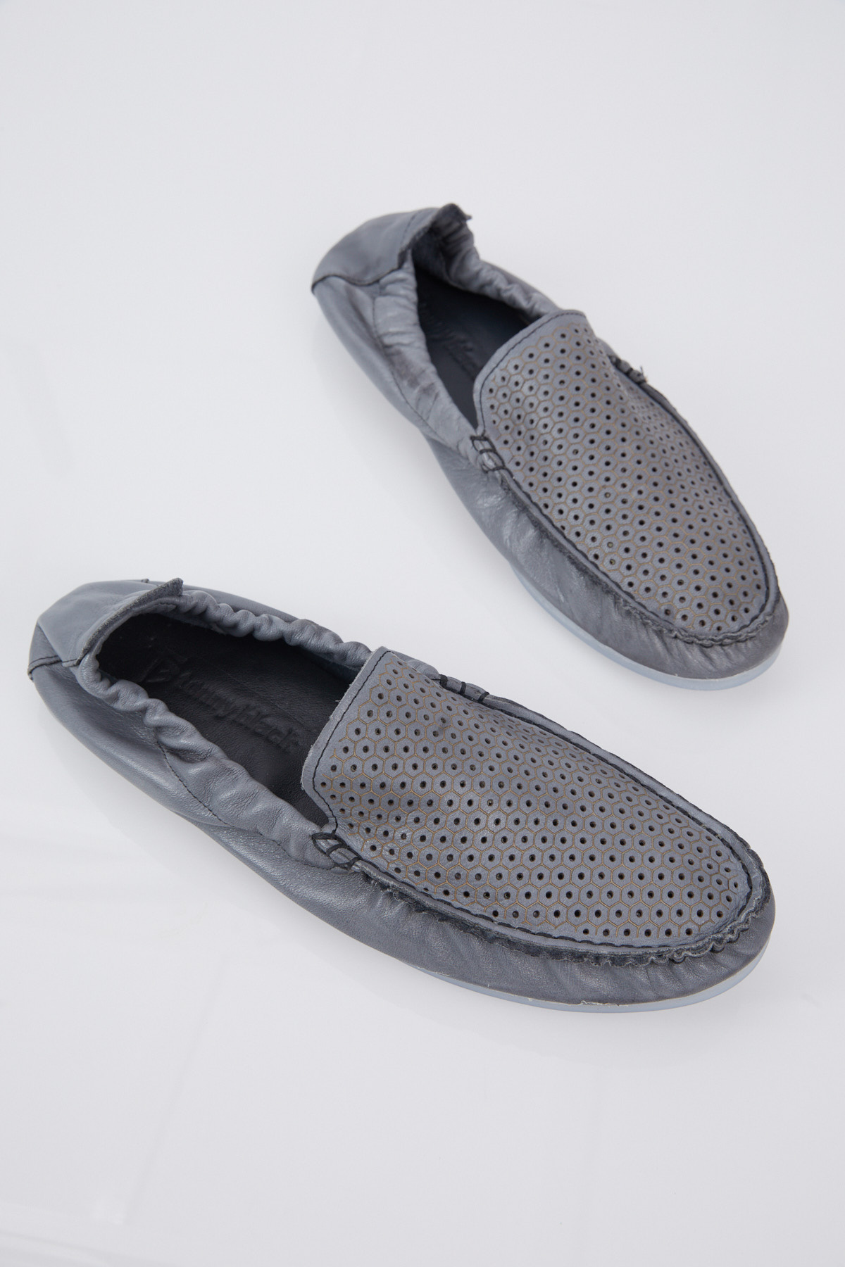 Erkek Gri Arkası Lastikli Hakiki Deri Loafer - Görsel 5