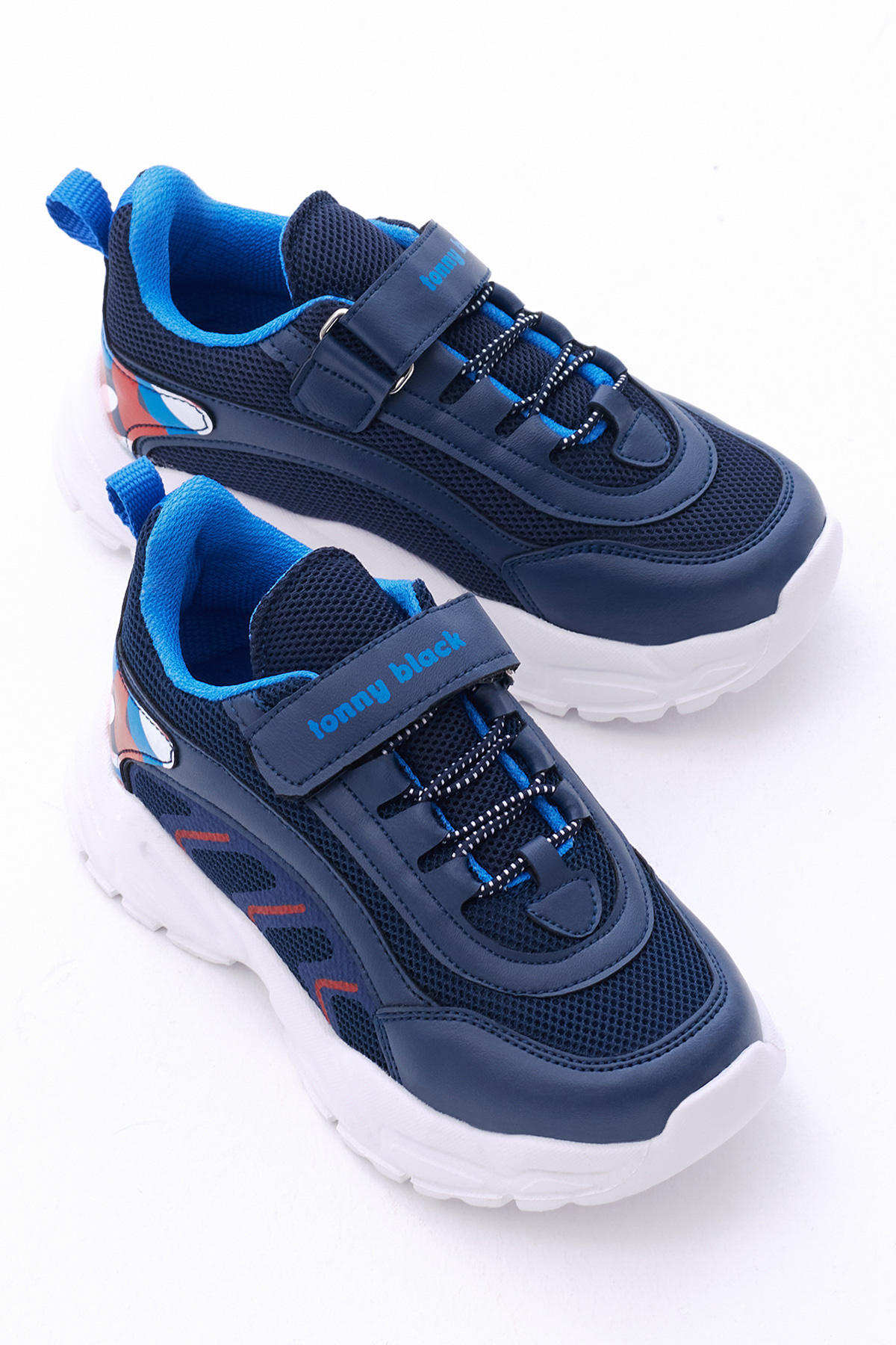 Tonny Black Tonny Black Çocuk Unisex Lacivert Kırmızı Rahat Kalıp Lastik Bağcıklı Cırtlı Spor Ayakkabı Flo'da! Lacivert - 2. görsel