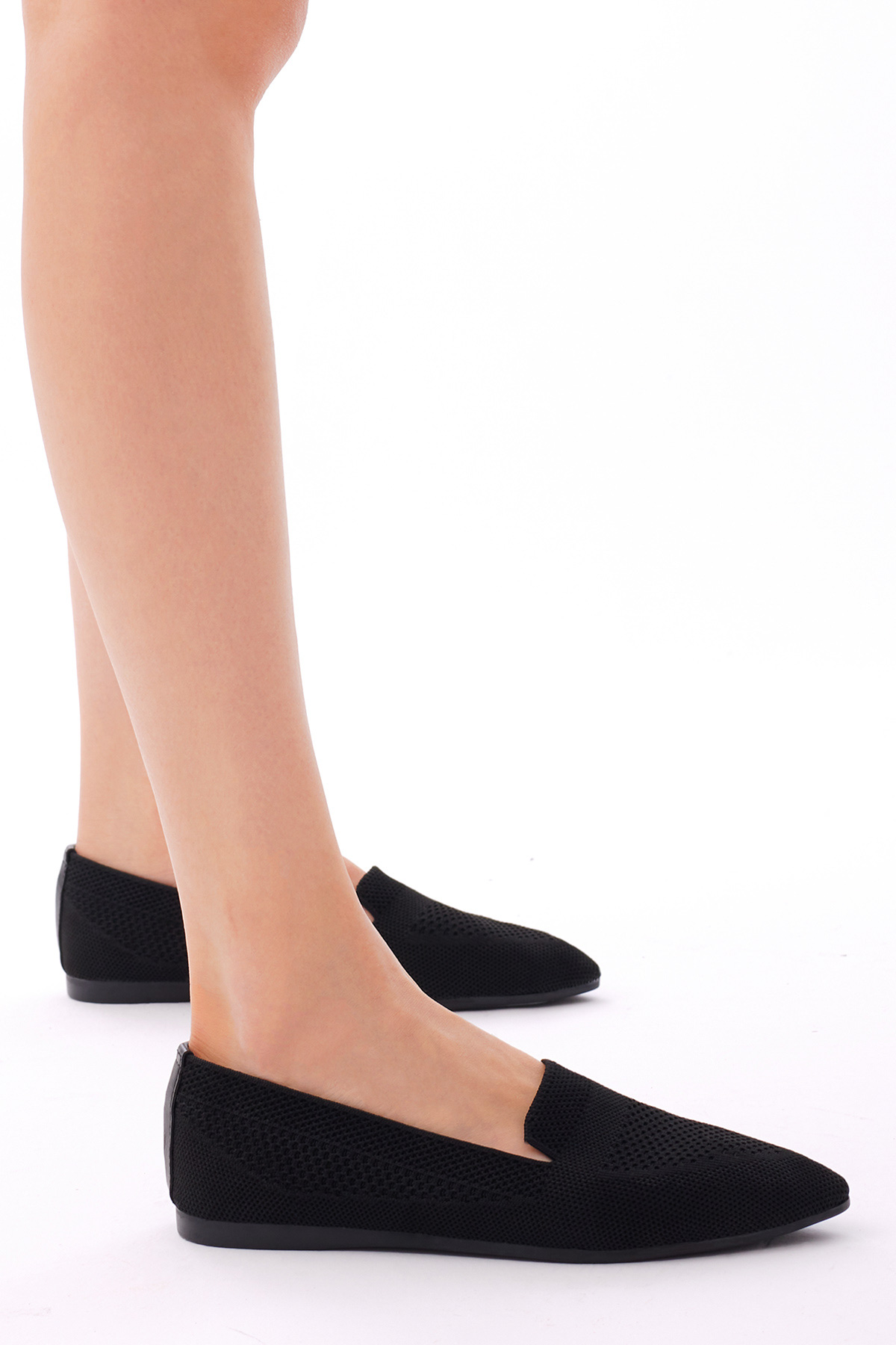 Kadın Siyah Rahat Kalıp Düz Örgü Babet - Görsel 2