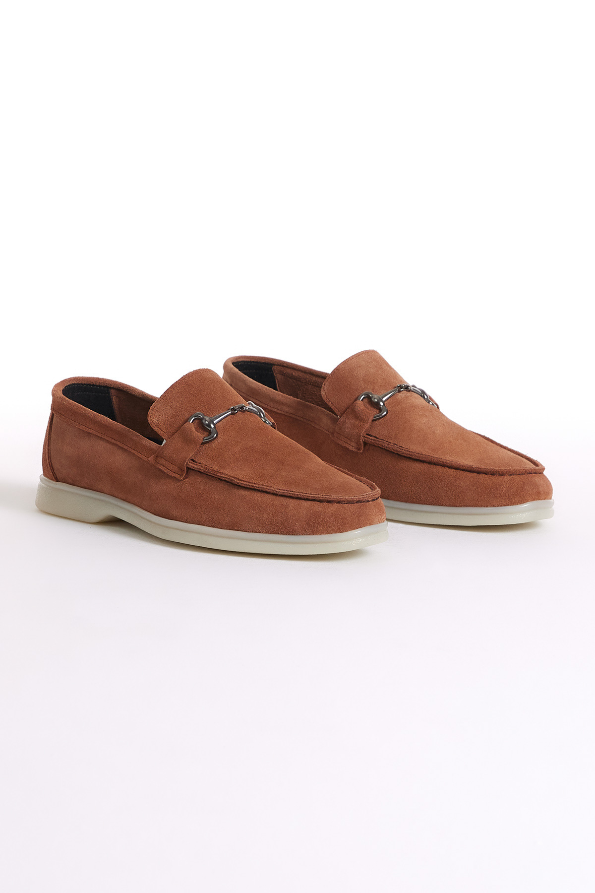 Erkek Taba Önü Tokalı Süet Hakiki Deri Loafer - Görsel 2