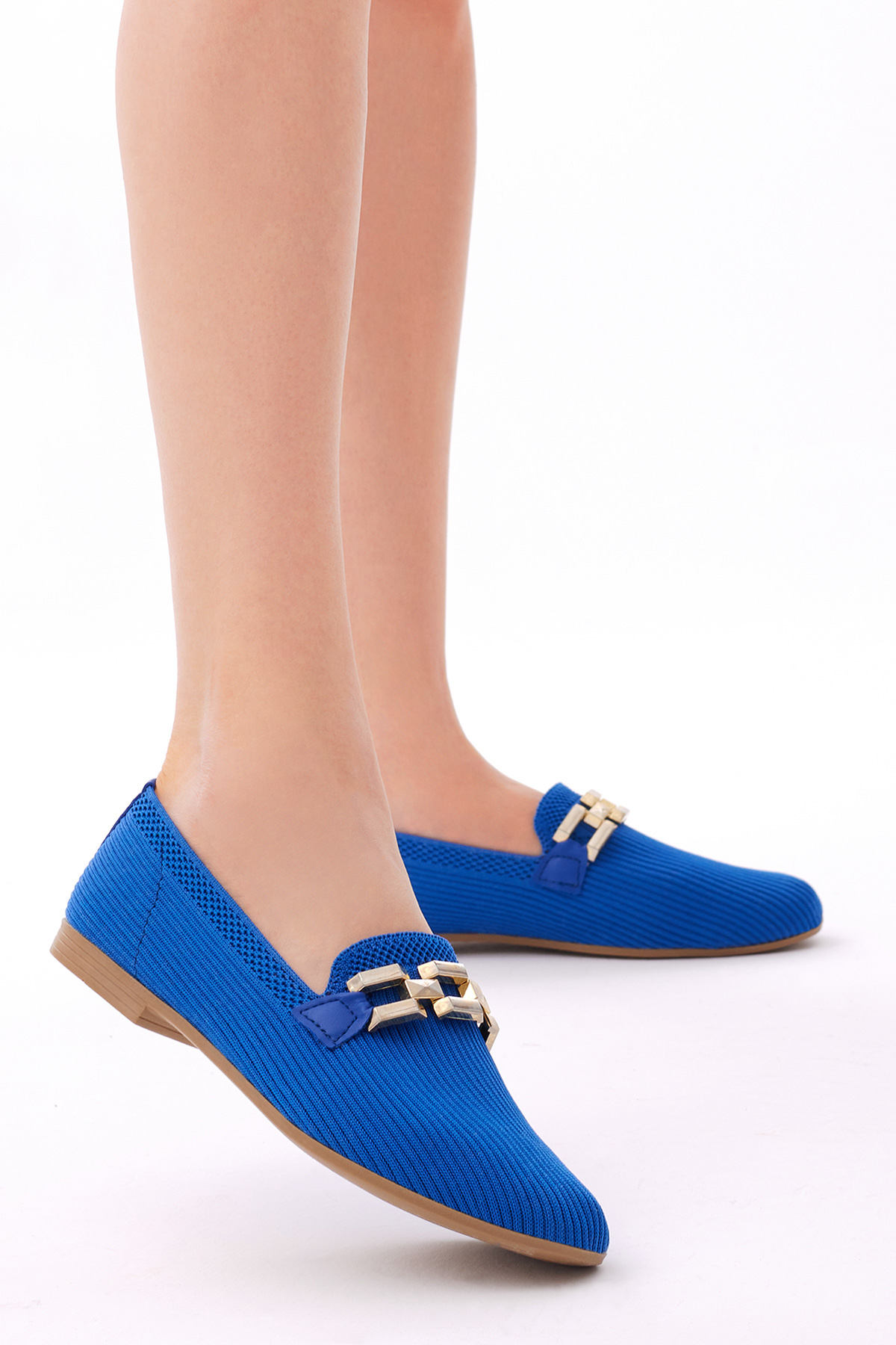 Kadın Sax Rahat Kalıp Tokalı Örgü Babet - Görsel 2