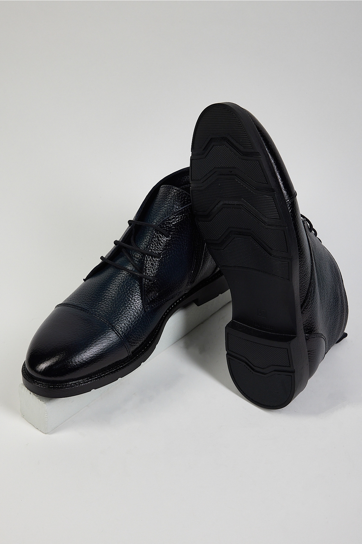 Erkek Lacivert Rahat Kalıp Hakiki Deri Bağcıklı ve Fermuarlı Bot - Görsel 5