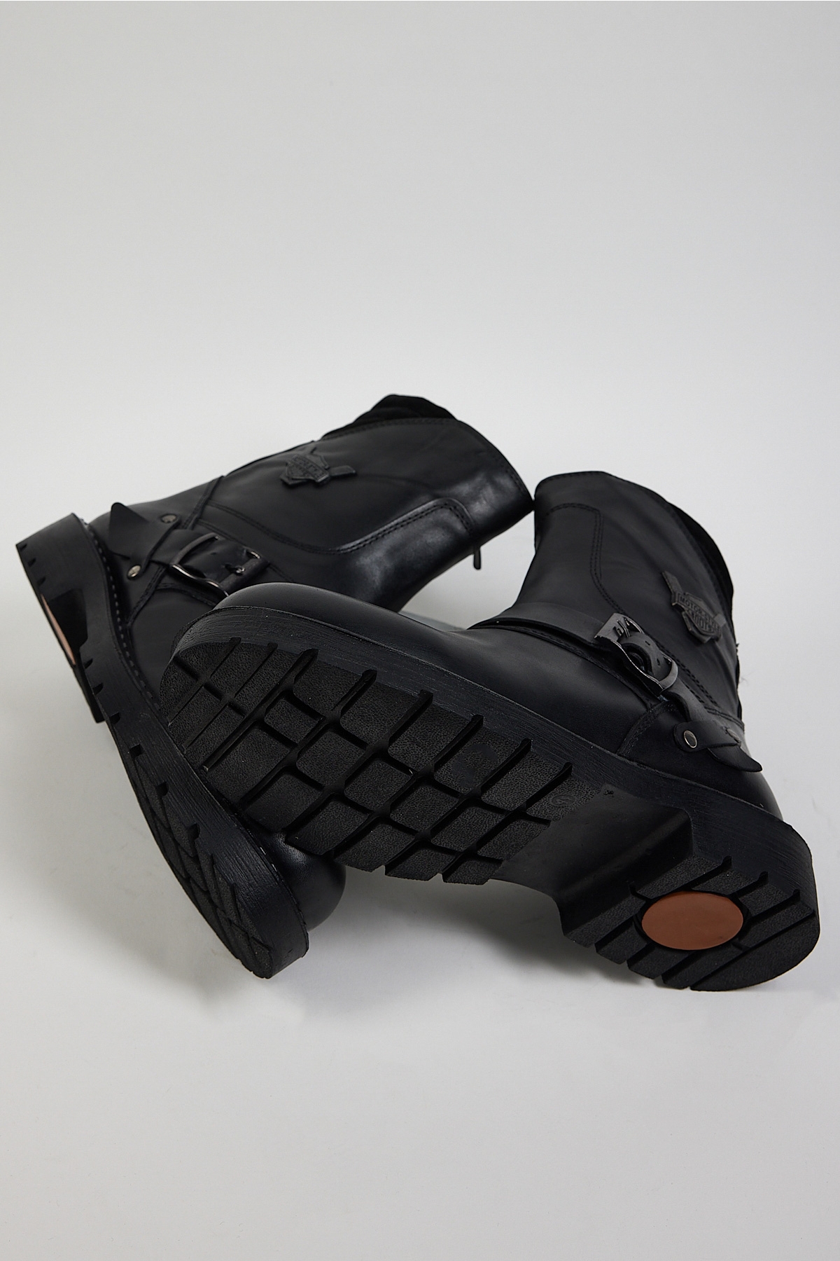 Erkek Siyah Siyah Rahat Kalıp Tokalı Hakiki Deri Fermuarlı Bot - Görsel 5