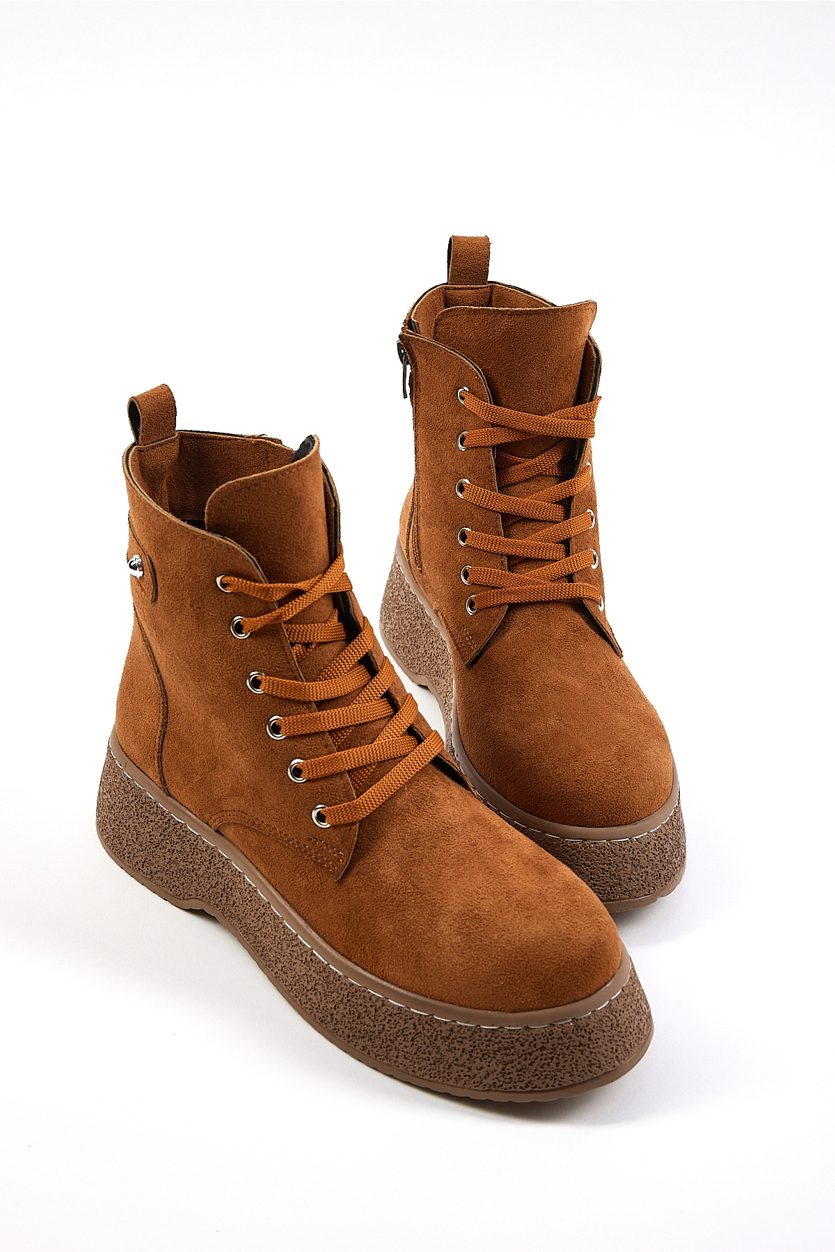 Kadın Taba Süet Yüksek Poli Taban Bağcıklı Süet Bot - Görsel 3