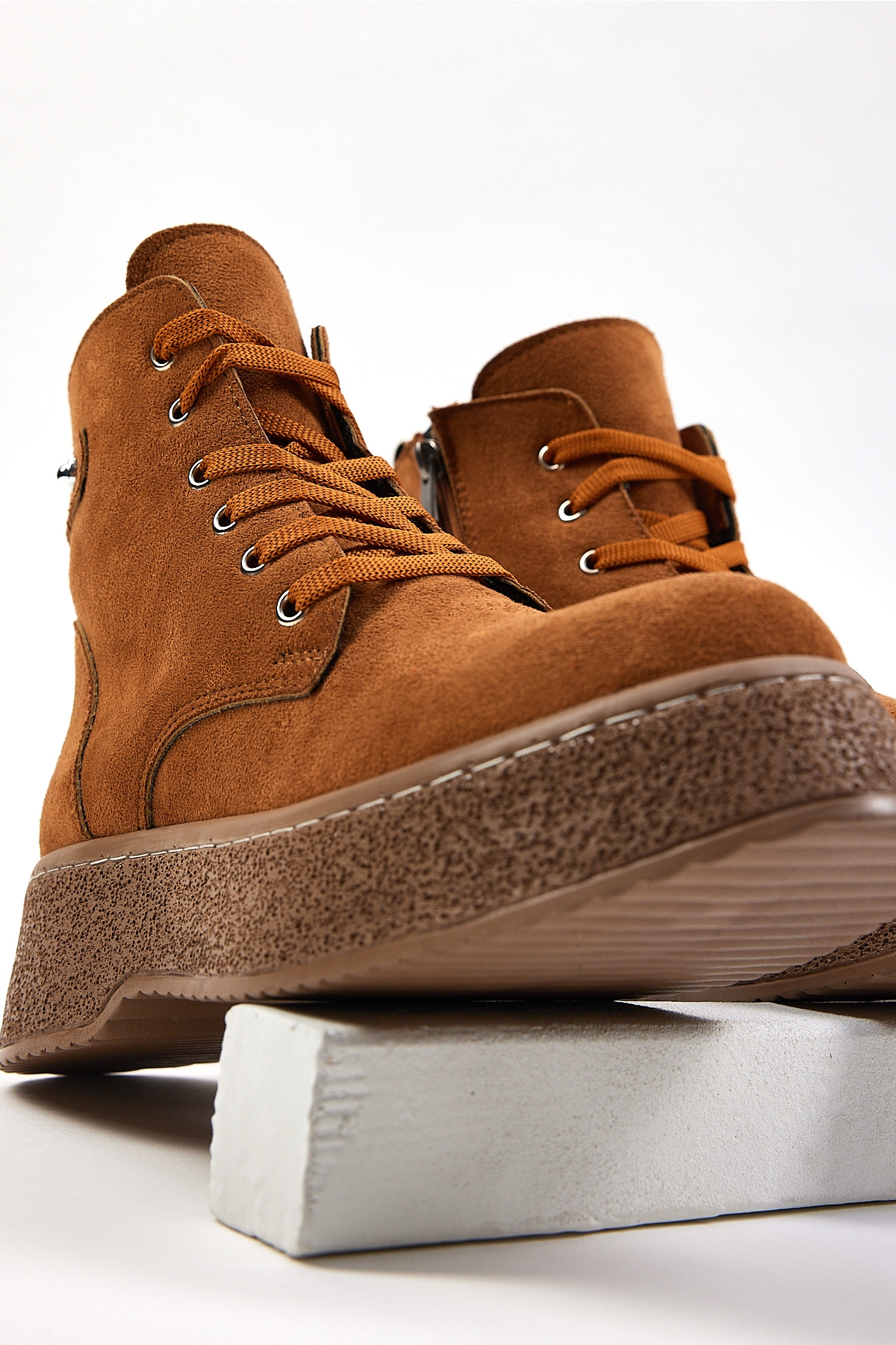 Kadın Taba Süet Yüksek Poli Taban Bağcıklı Süet Bot - Görsel 4