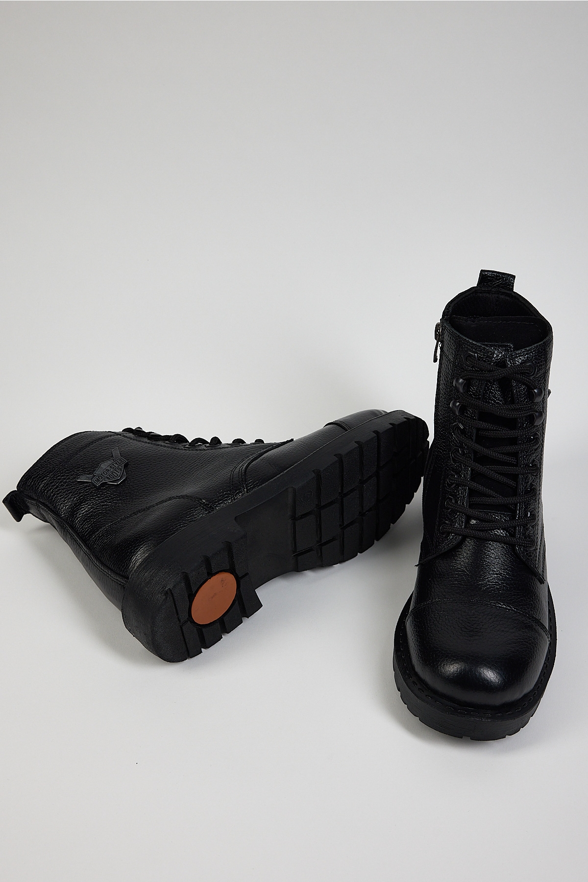 Tonny Black Erkek Siyah Rahat Kalıp Hakiki Deri Bağcıklı ve Fermuarlı Bot - Görsel 5