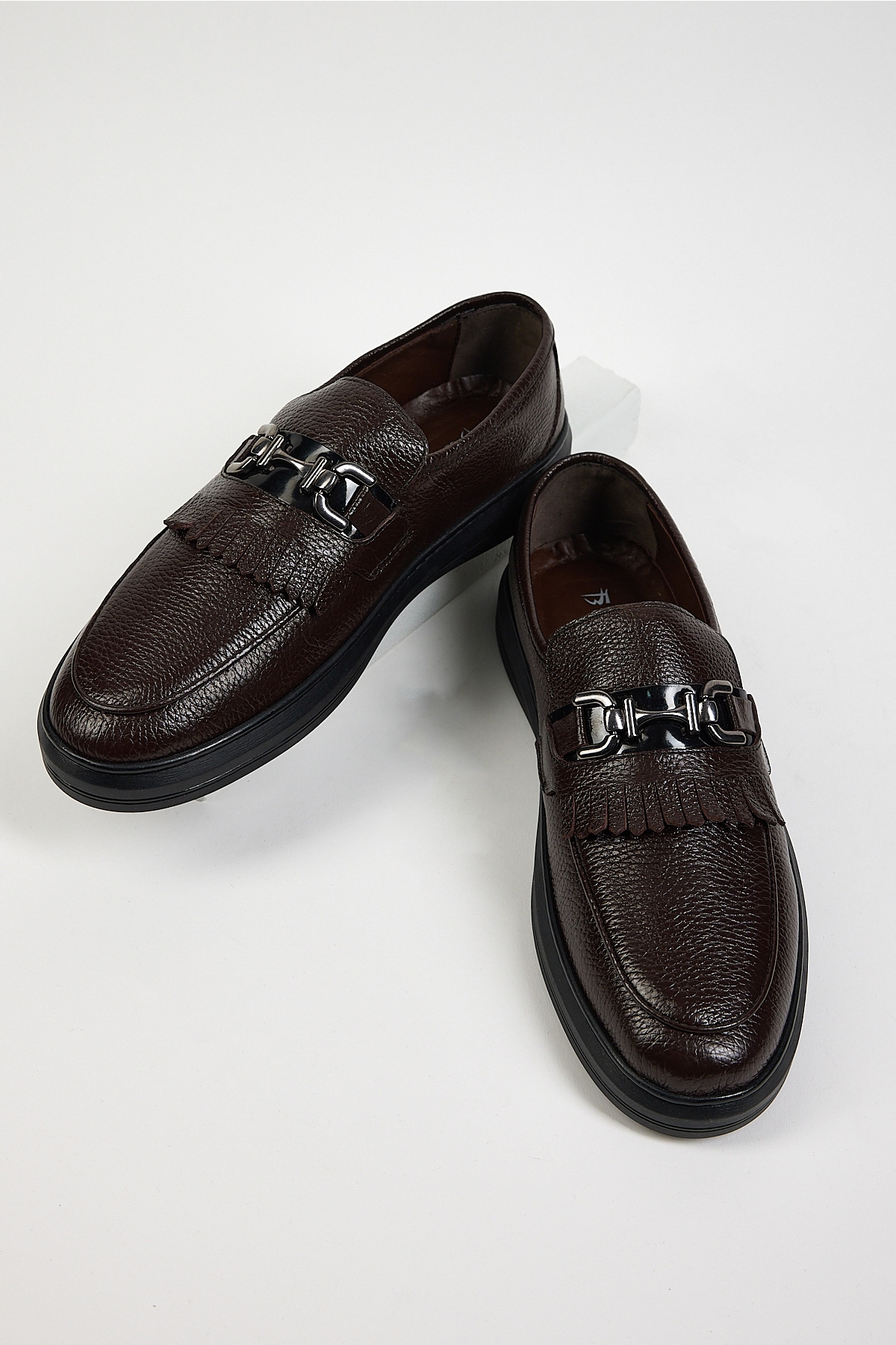 Erkek Kahve Rahat Kalıp Hakiki Deri Püsküllü Tokalı Loafer - Görsel 4