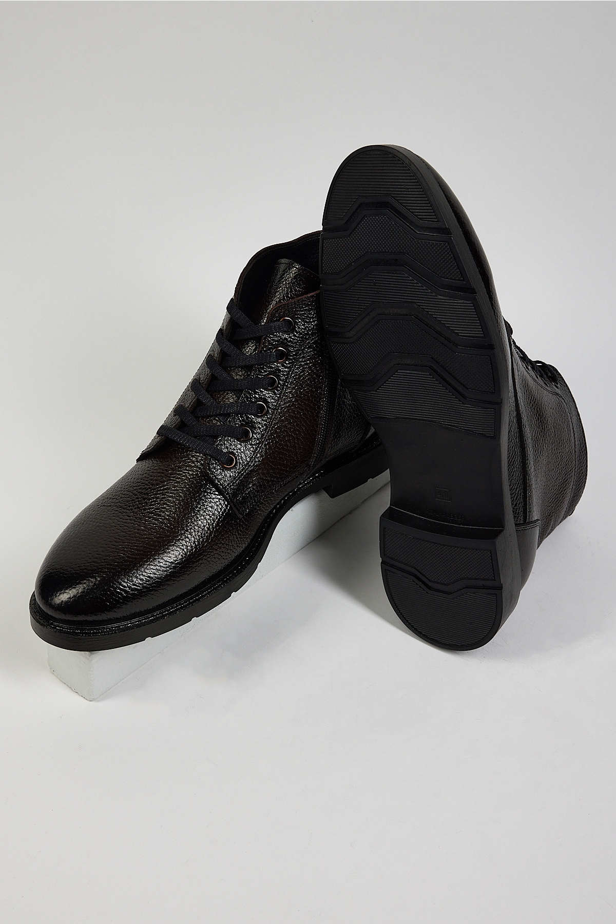 Erkek Kahve Rahat Kalıp Hakiki Deri Bağcıklı ve Fermuarlı Bot - Görsel 6