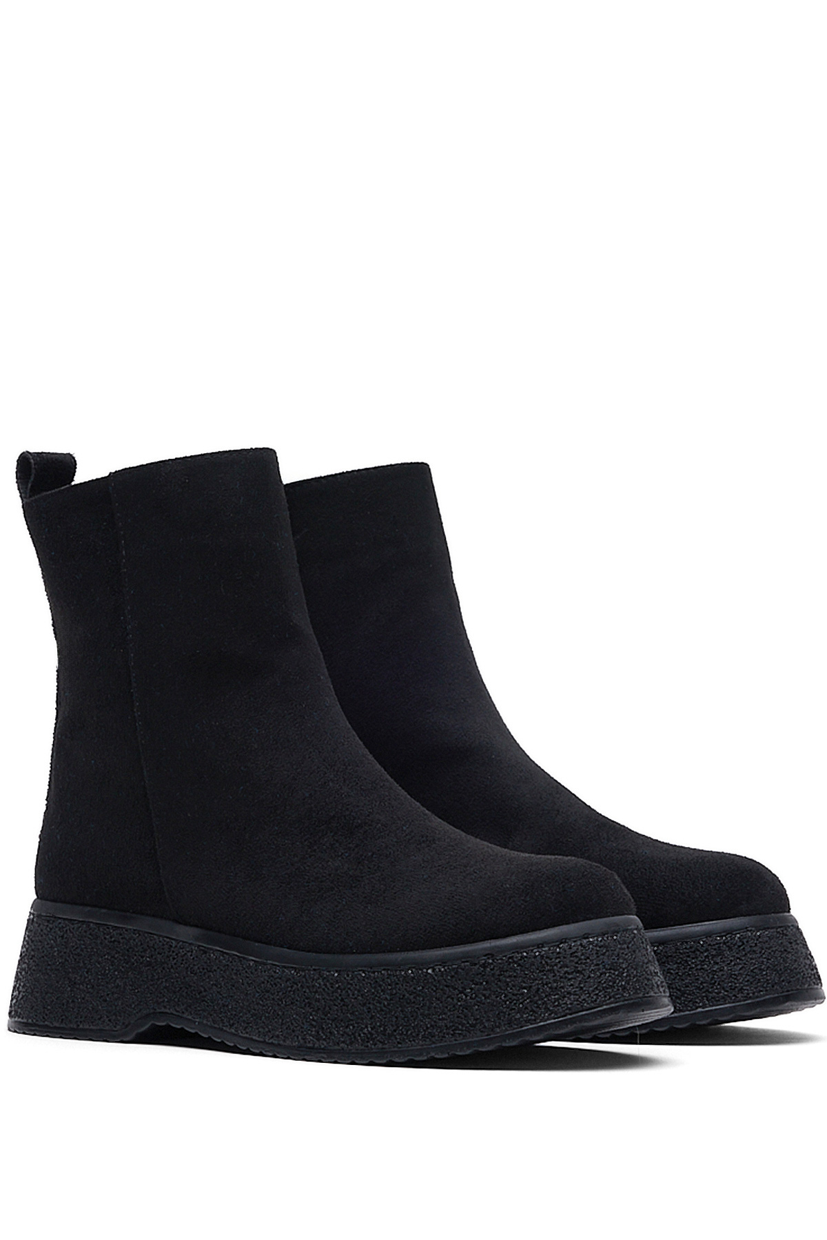 Kadın Siyah Süet Yüksek Poli Taban Fermuarlı Süet Bot - Görsel 2