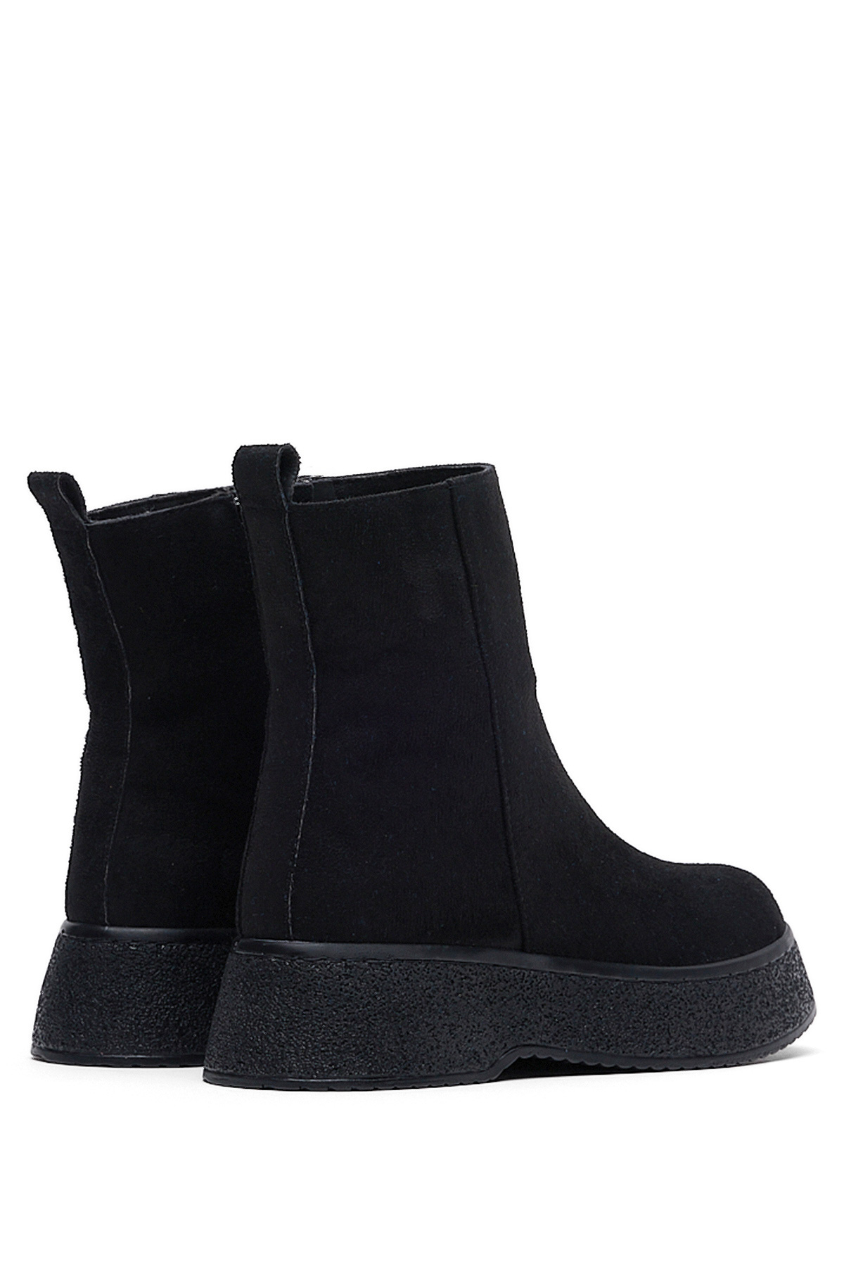 Kadın Siyah Süet Yüksek Poli Taban Fermuarlı Süet Bot - Görsel 3