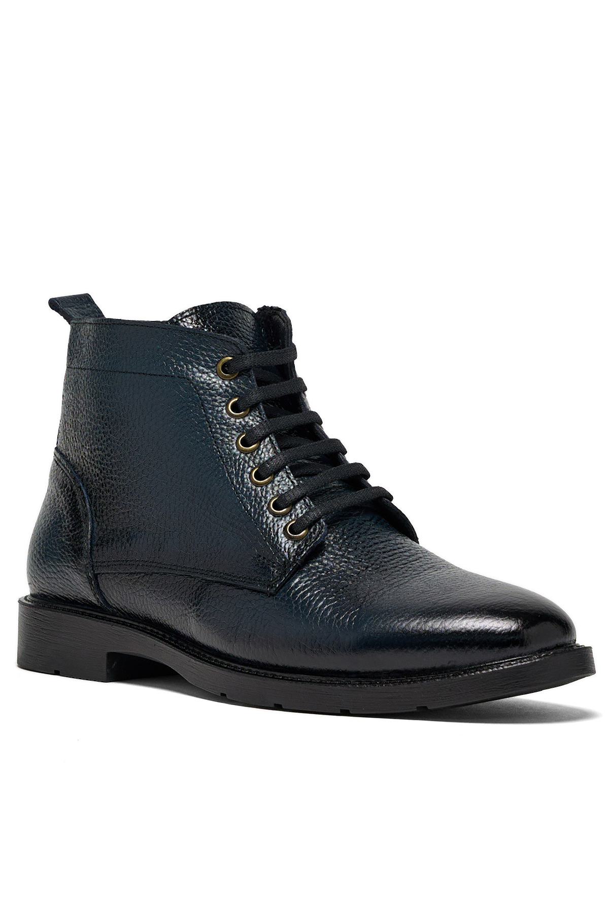 Erkek Lacivert Rahat Kalıp Hakiki Deri Bağcıklı ve Fermuarlı Bot - Görsel 3