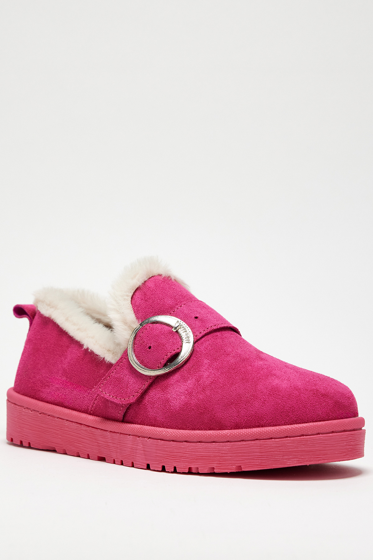 Kadın Fuşya Süet Rahat Kalıp İçi Kürklü Tokalı Kısa Bot - Görsel 3