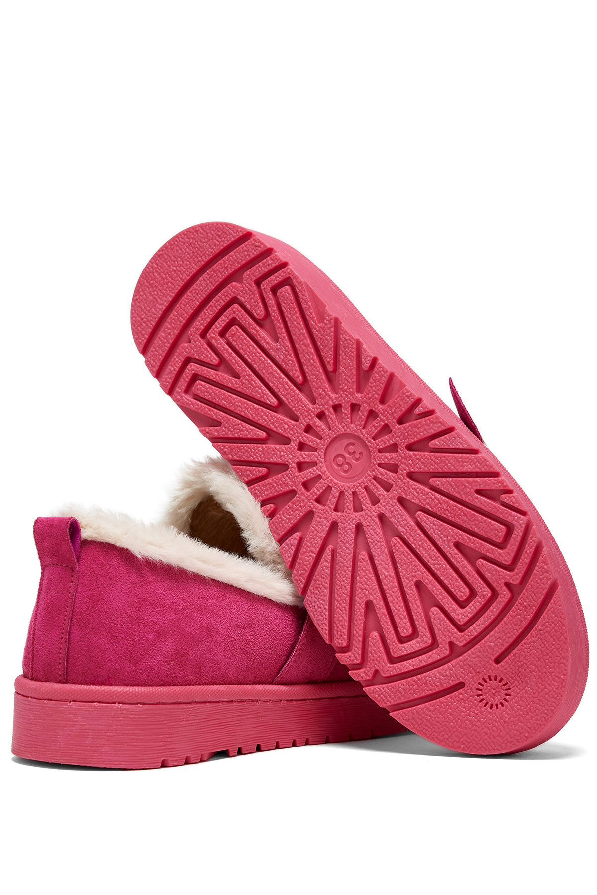 Kadın Fuşya Süet Rahat Kalıp İçi Kürklü Tokalı Kısa Bot - Görsel 4