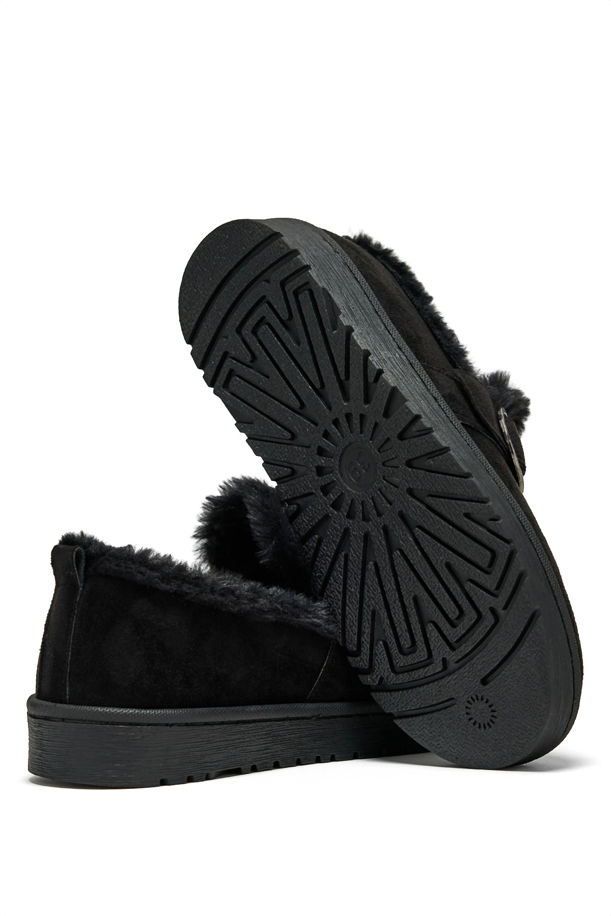 Kadın Siyah Süet Rahat Kalıp İçi Kürklü Tokalı Kısa Bot - Görsel 4