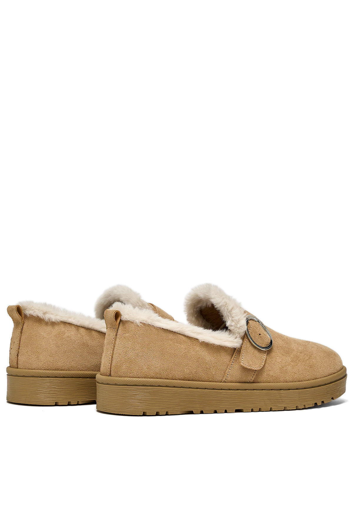 Kadın Nude Süet Rahat Kalıp İçi Kürklü Tokalı Kısa Bot - Görsel 4