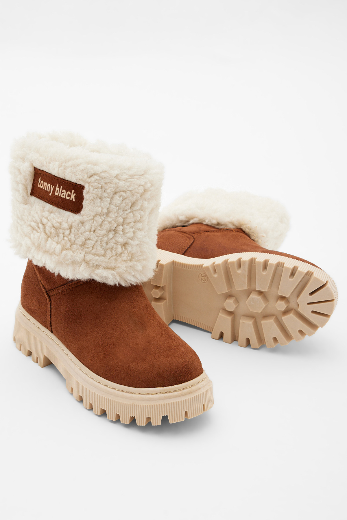 Kız Çocuk Taba Süet İçi Kürklü Bot - Görsel 4