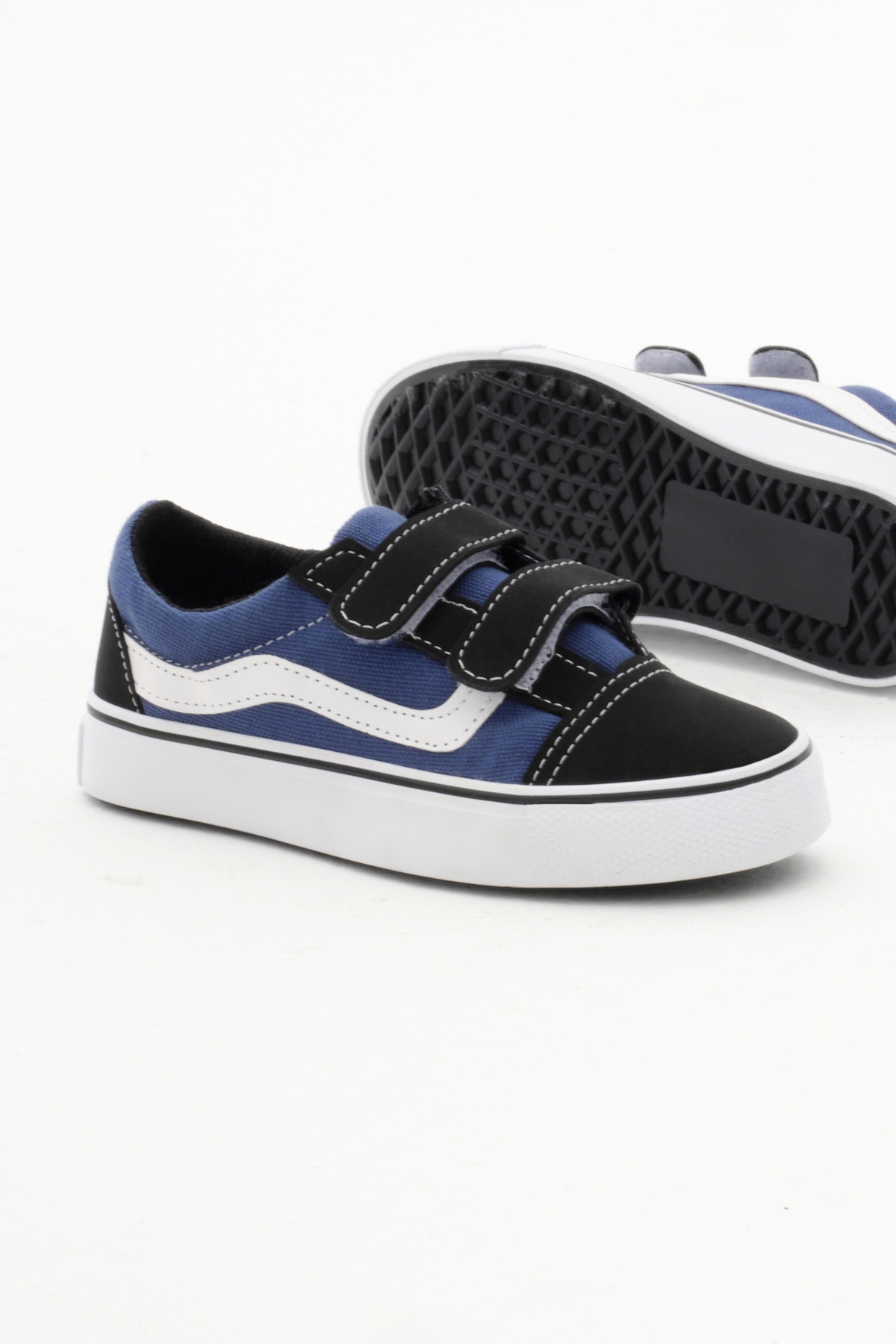 Çocuk Unisex Kot Mavi Kauçuk Taban Keten Cırtlı Spor Ayakkabı - Görsel 5