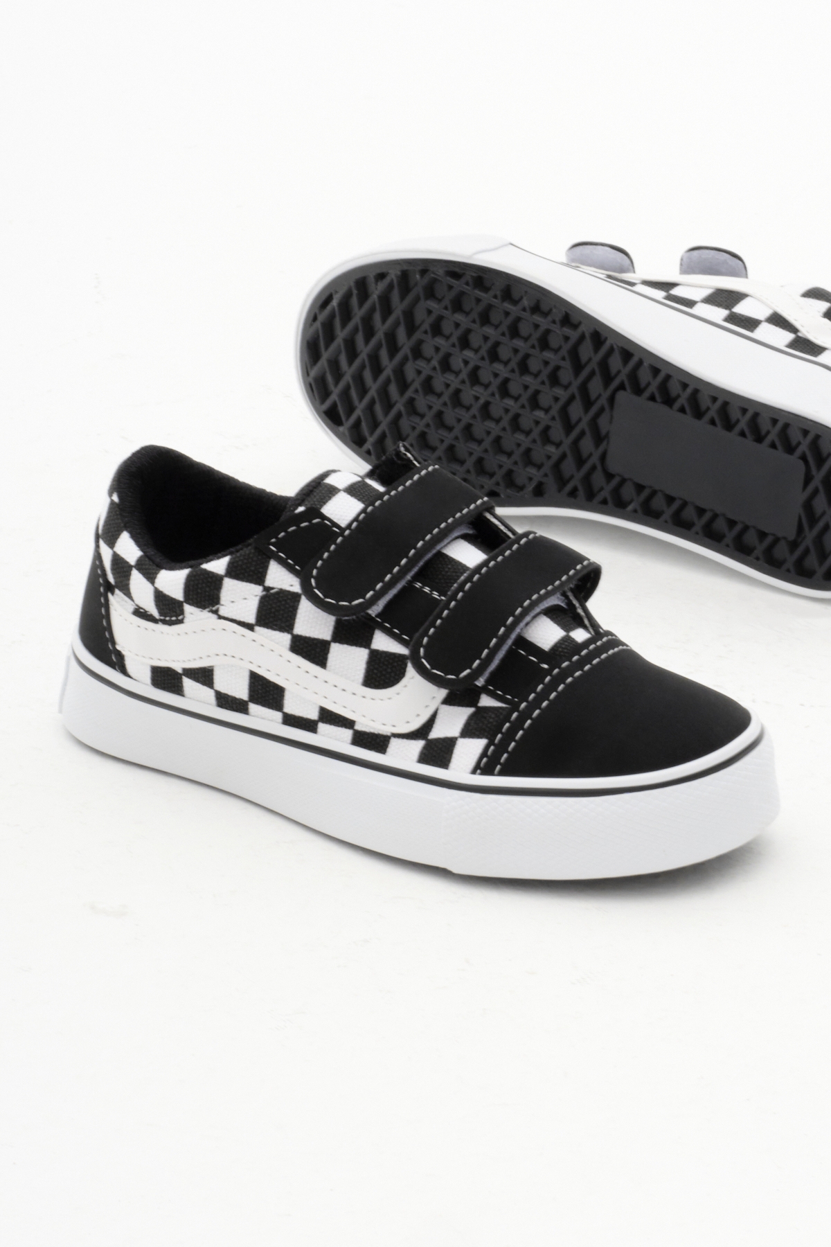 Çocuk Unisex Siyah Beyaz Kauçuk Taban Keten Cırtlı Spor Ayakkabı - Görsel 5
