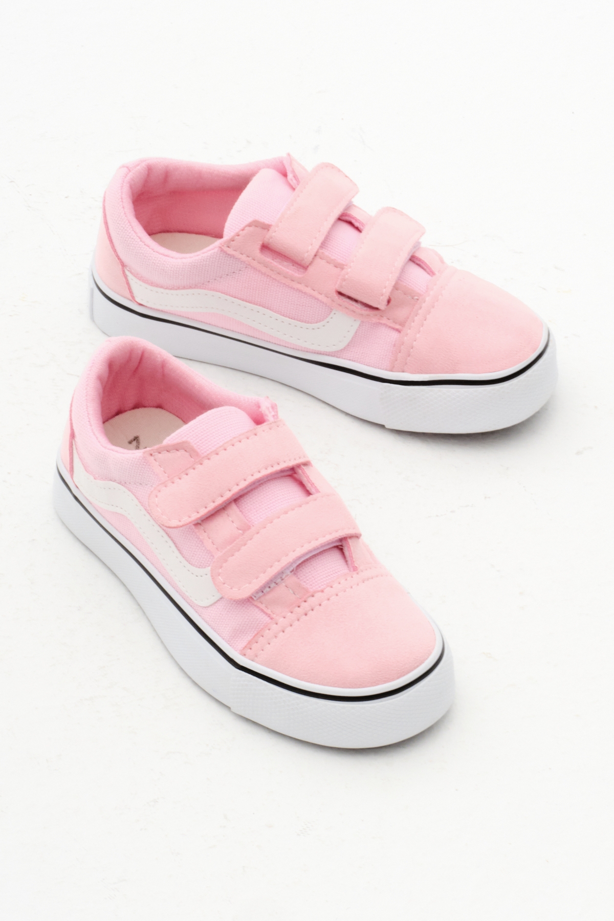 Çocuk Unisex Pembe Kauçuk Taban Keten Cırtlı Spor Ayakkabı - Görsel 4