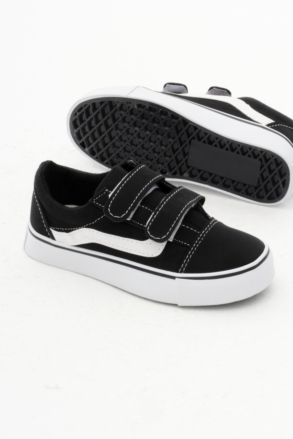 Çocuk Unisex Siyah Kauçuk Taban Keten Cırtlı Spor Ayakkabı - Görsel 5