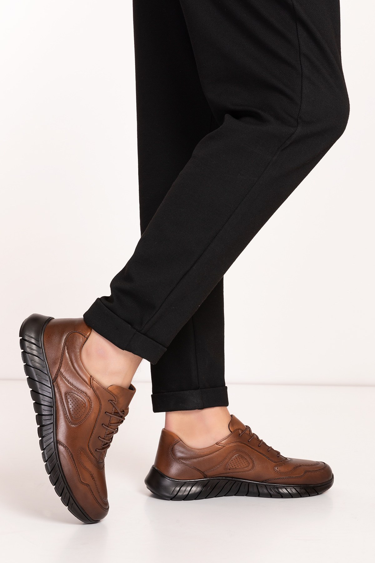 Gondol Erkek Hakiki Deri Hafif Esnek Kaymaz Taban Ayakkabı af.2500 - Görsel 5