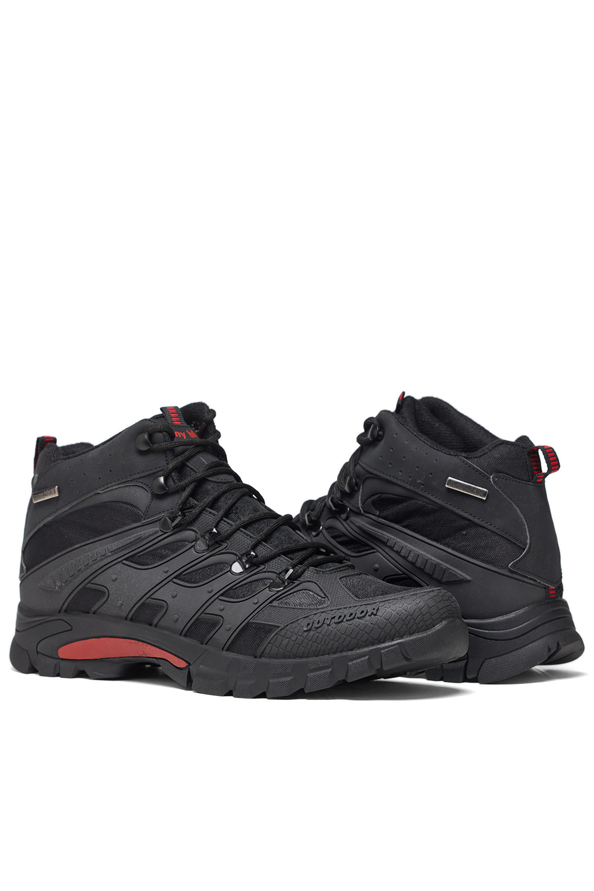 Unisex Kırmızı Siyah Rahat Kalıp Suı İtici Özellikli Bağcıklı Bot - Görsel 3