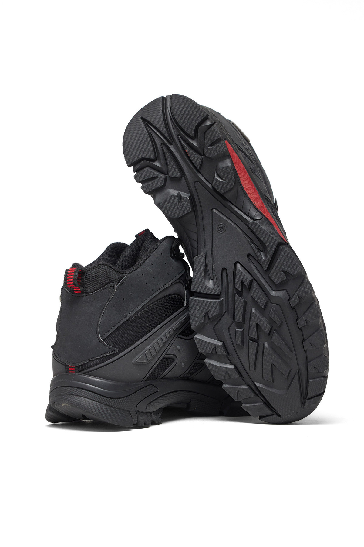 Unisex Kırmızı Siyah Rahat Kalıp Suı İtici Özellikli Bağcıklı Bot - Görsel 4