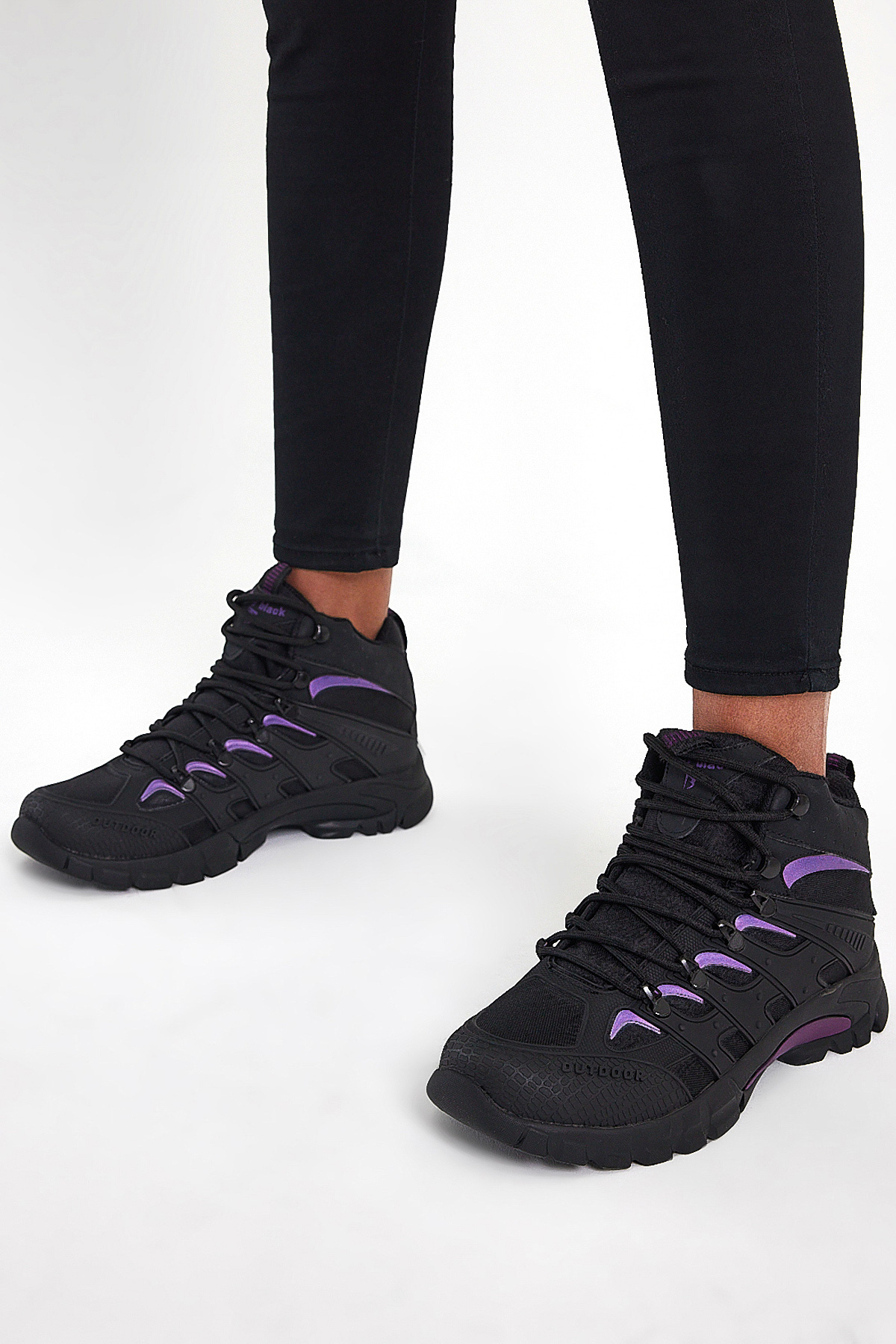 Unisex Siyah Mor Rahat Kalıp Suı İtici Özellikli Bağcıklı Bot - Görsel 2