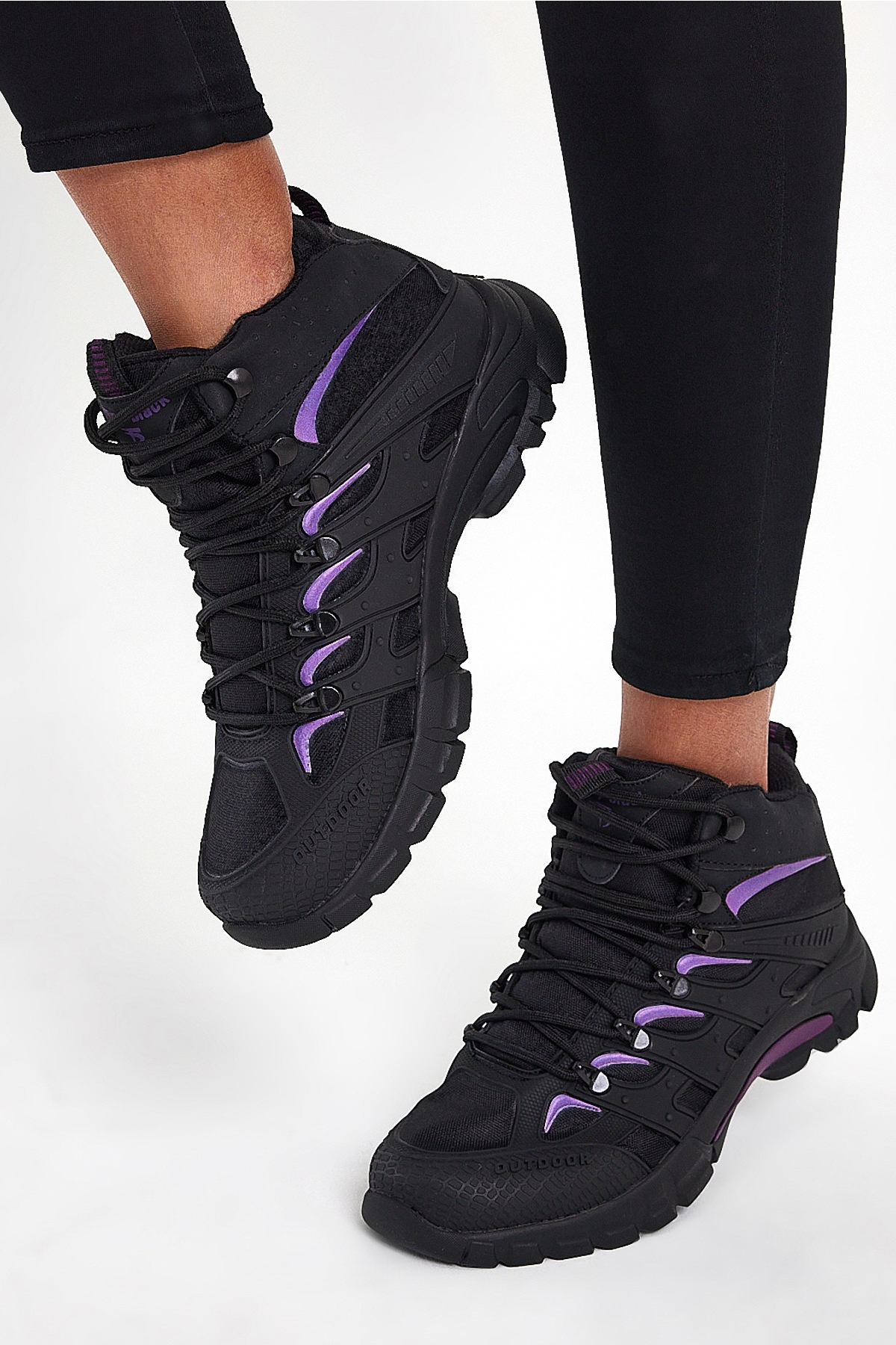 Unisex Siyah Mor Rahat Kalıp Suı İtici Özellikli Bağcıklı Bot - Görsel 4