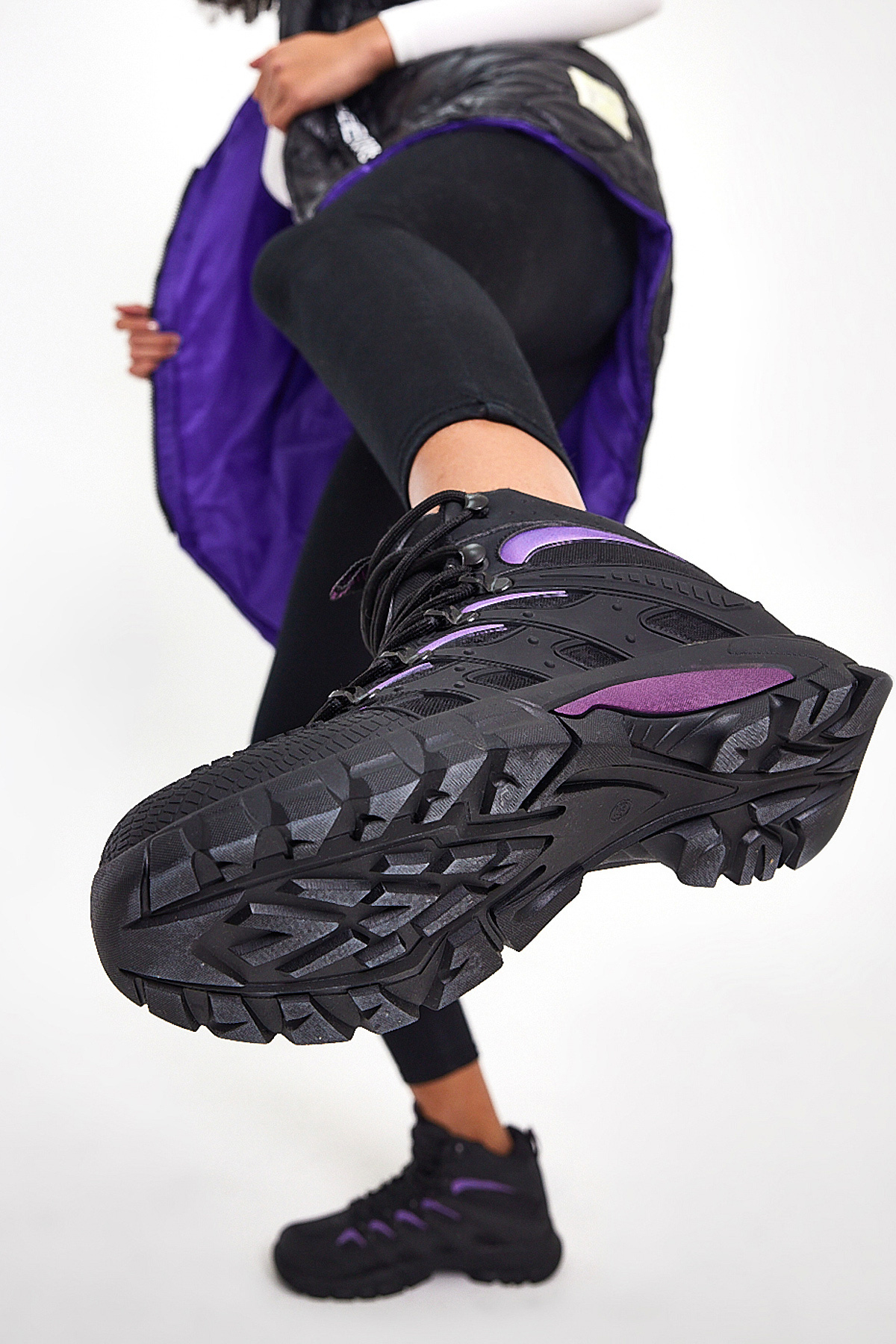 Unisex Siyah Mor Rahat Kalıp Suı İtici Özellikli Bağcıklı Bot - Görsel 5