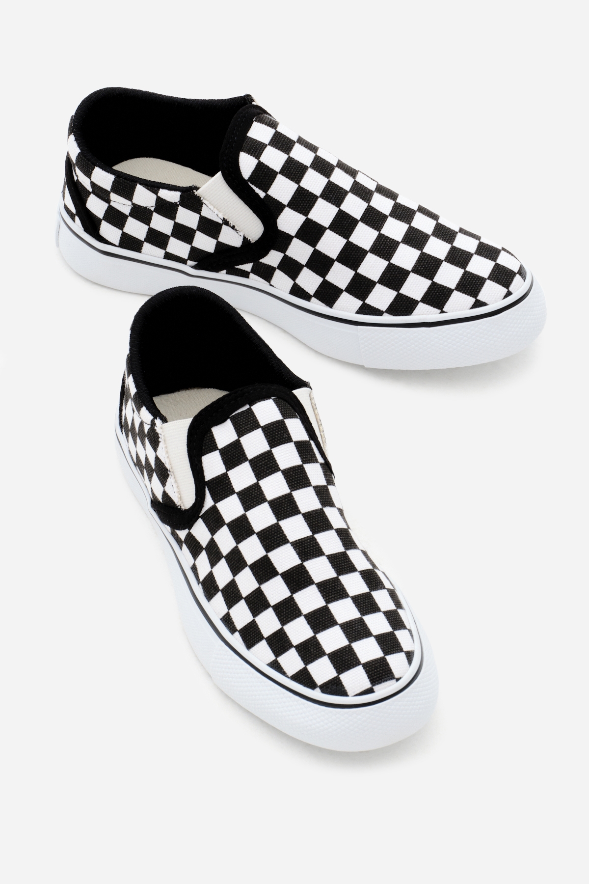 Çocuk Unisex Siyah Beyaz Kauçuk Taban Keten Lastikli Spor Ayakkabı - Görsel 4