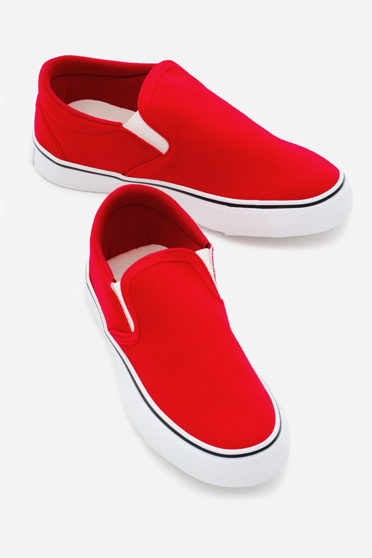 Çocuk Unisex Kırmızı Kauçuk Taban Keten Lastikli Spor Ayakkabı - Görsel 4