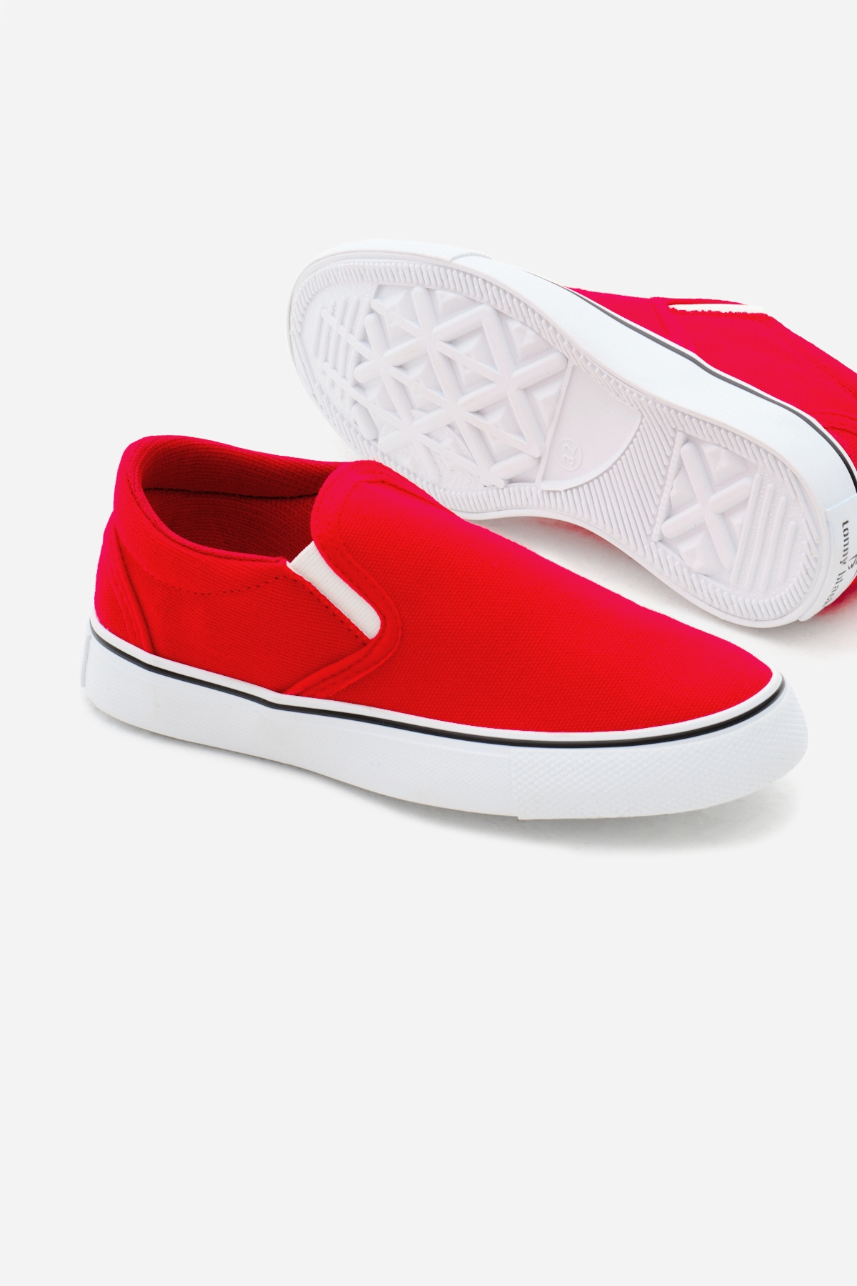 Çocuk Unisex Kırmızı Kauçuk Taban Keten Lastikli Spor Ayakkabı - Görsel 5