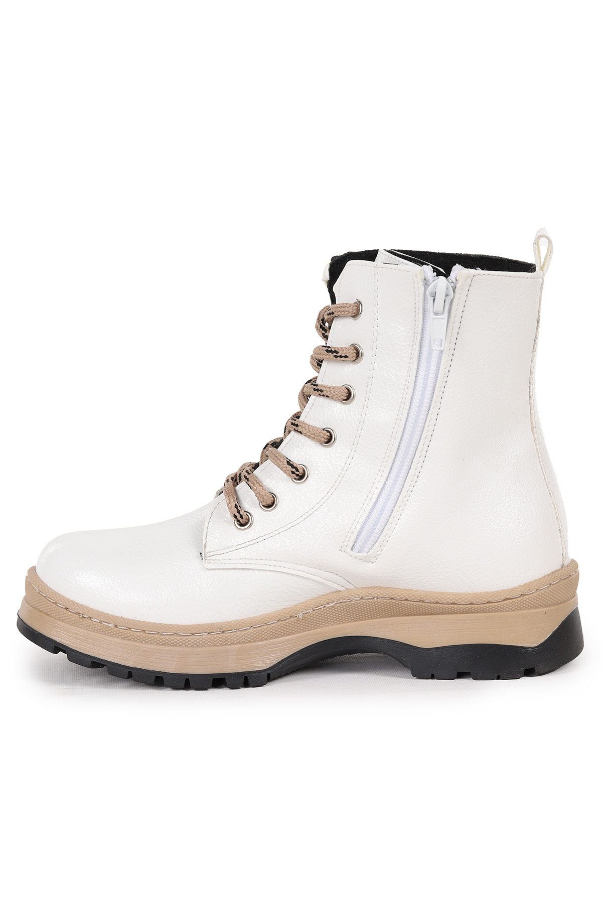 Teddy Kırışık Termo Taban Kız Çocuk Bot Beyaz - Görsel 5